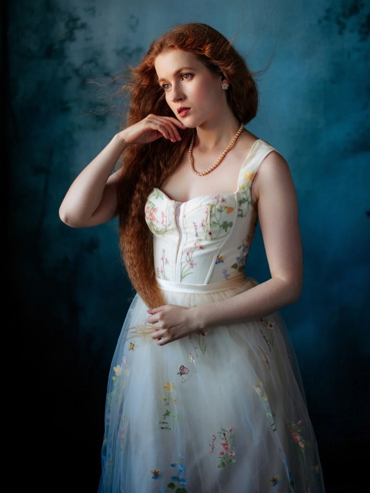 Gelb 1930er Blumen Netz StĂ€bchen SchnĂŒrung Kleid - Image 3