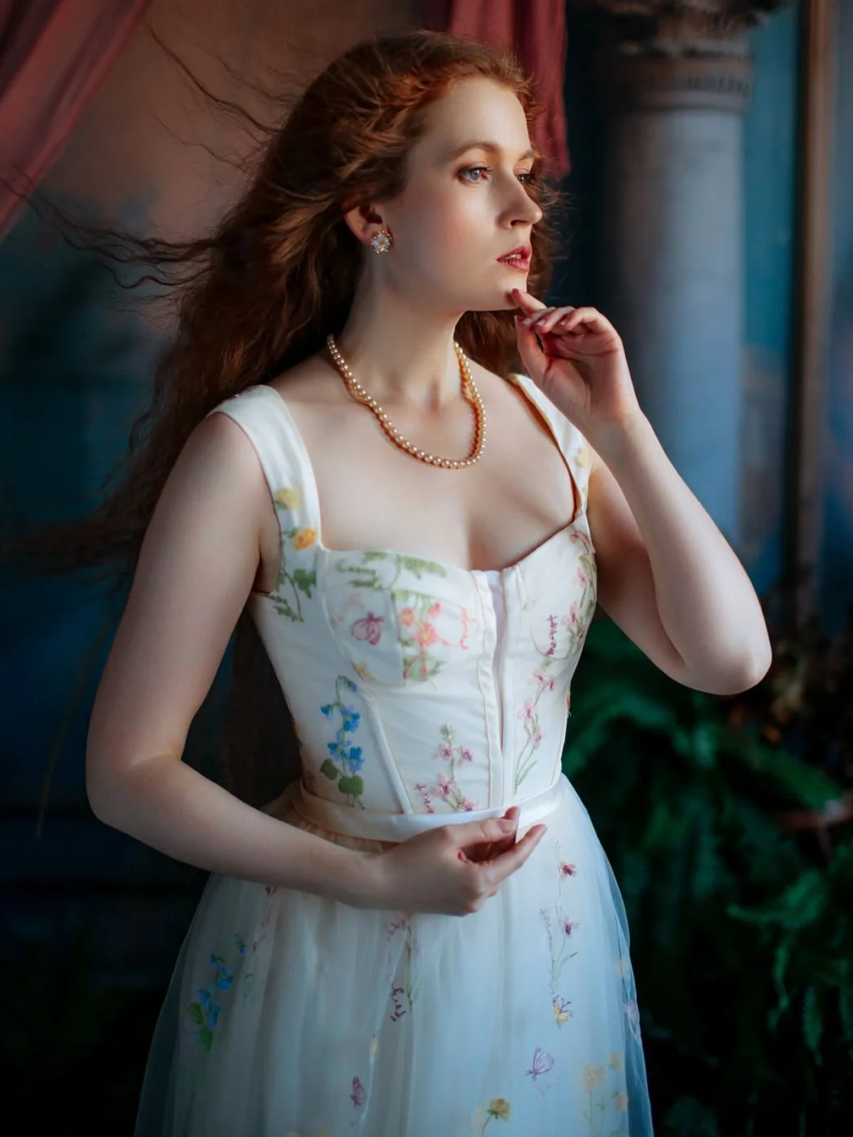 Gelb 1930er Blumen Netz StĂ€bchen SchnĂŒrung Kleid - Image 4