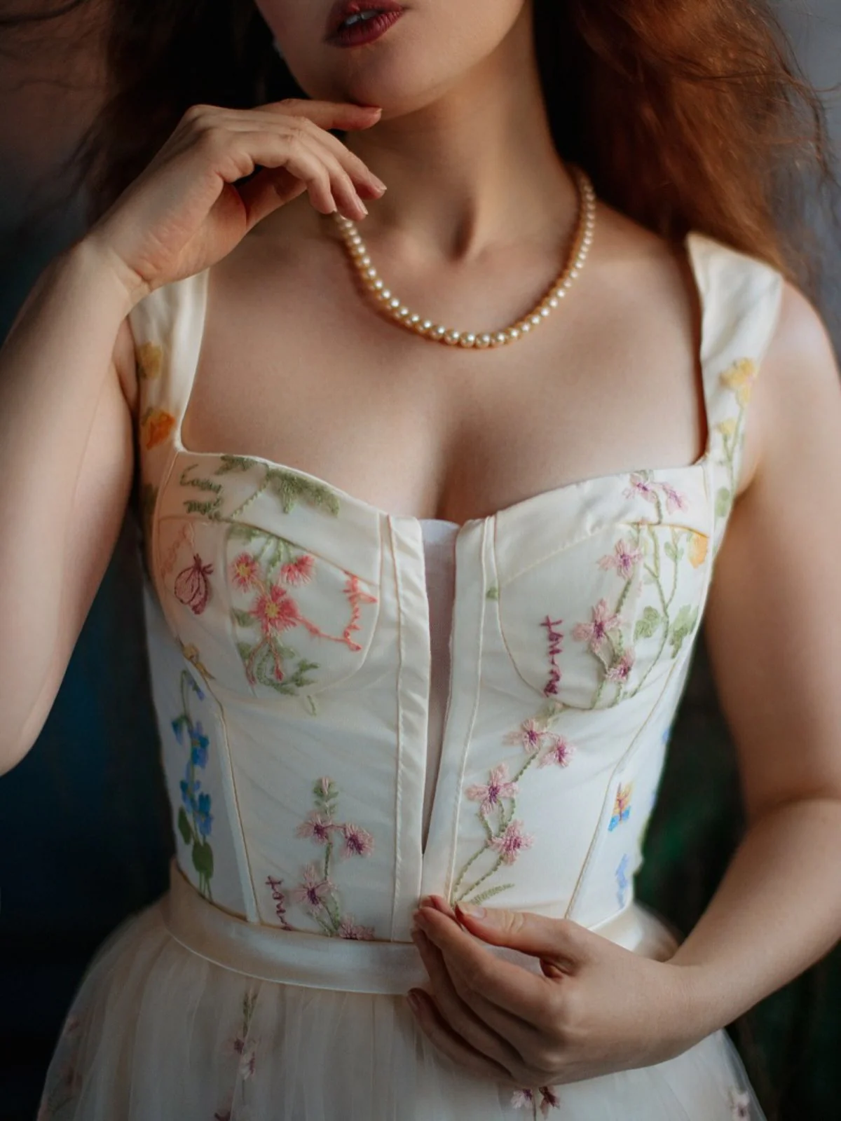 Gelb 1930er Blumen Netz StĂ€bchen SchnĂŒrung Kleid - Image 5