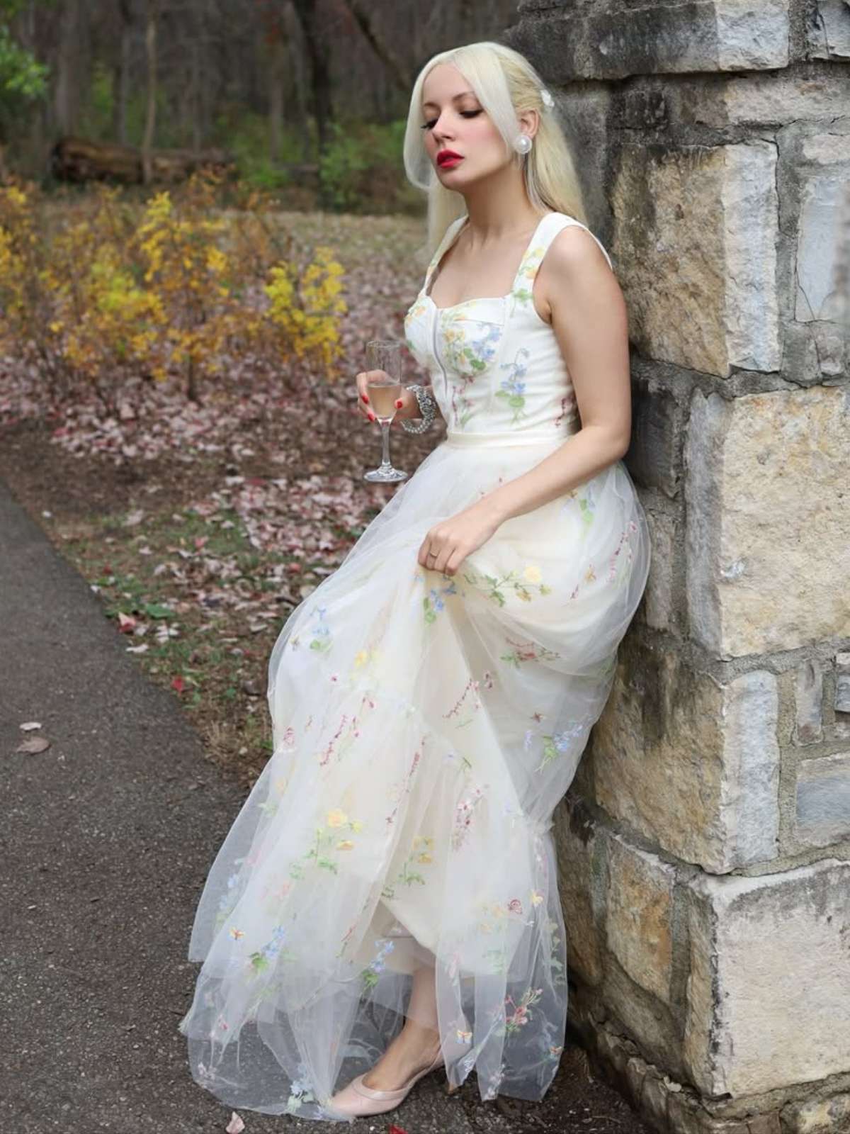 Gelb 1930er Blumen Netz StĂ€bchen SchnĂŒrung Kleid