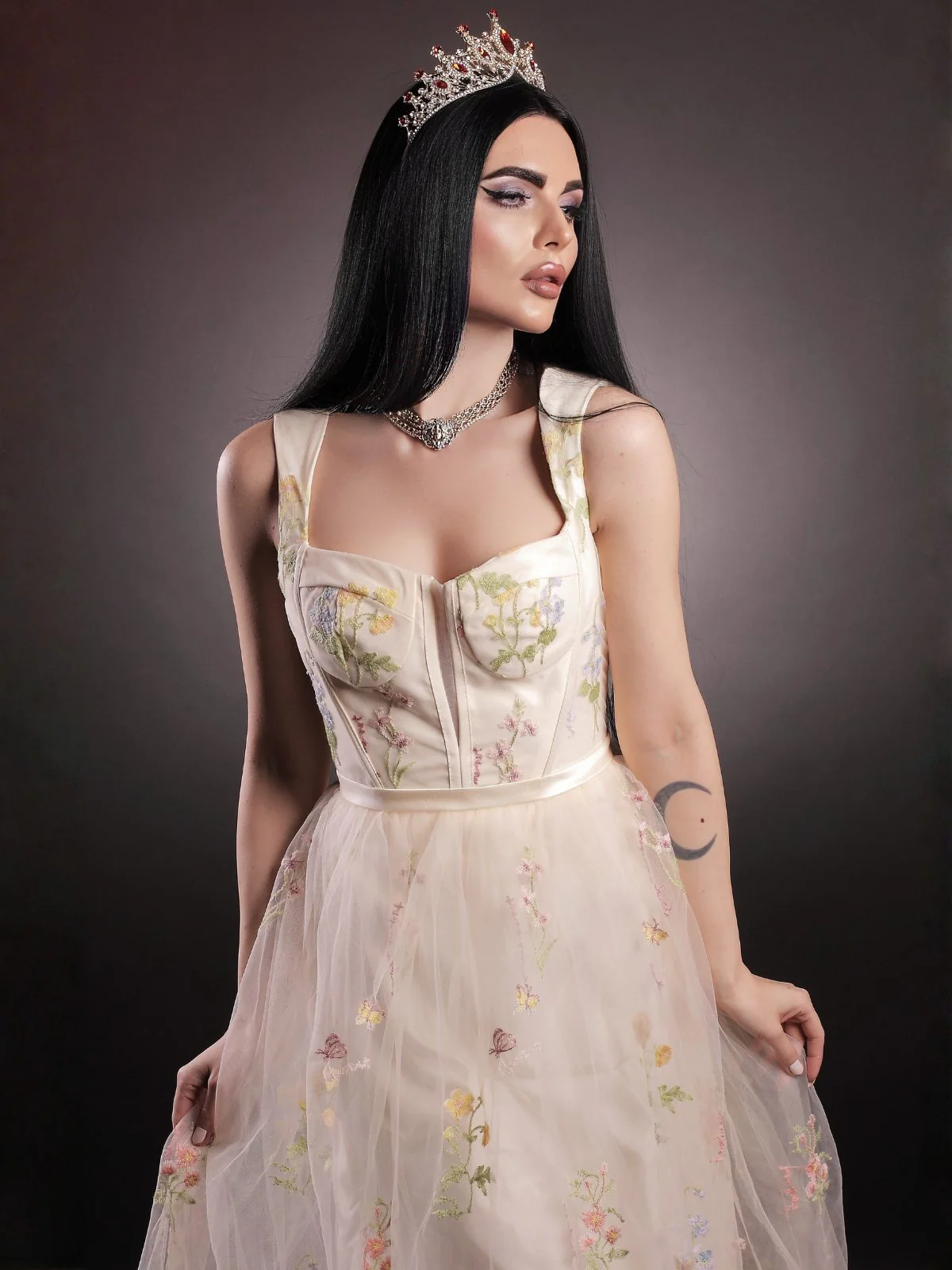 Gelb 1930er Blumen Netz StĂ€bchen SchnĂŒrung Kleid