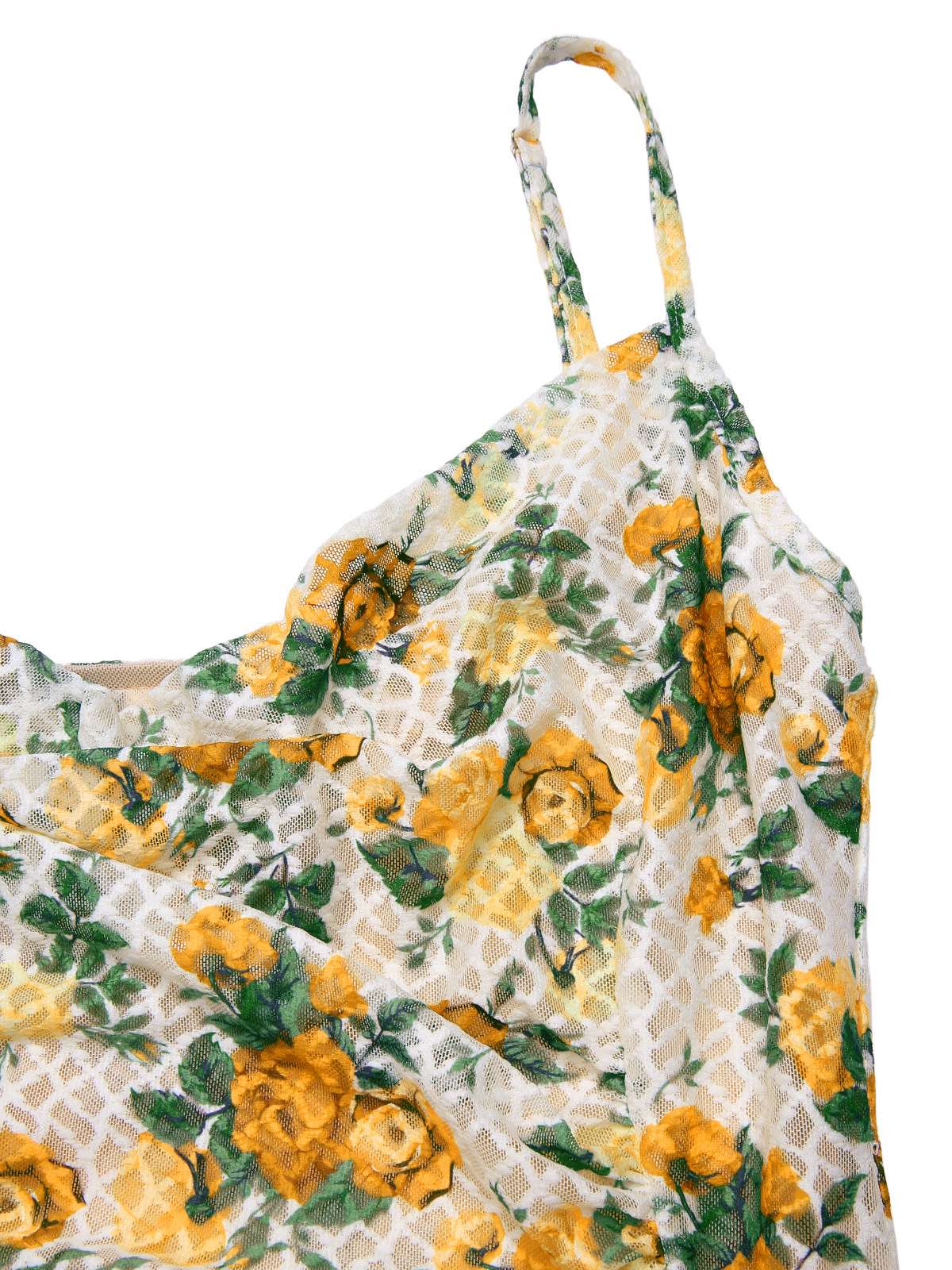 Gelb 1930er Roses Wasserfallausschnitt Fischschwanz Gerüschtes Kleid - Image 7