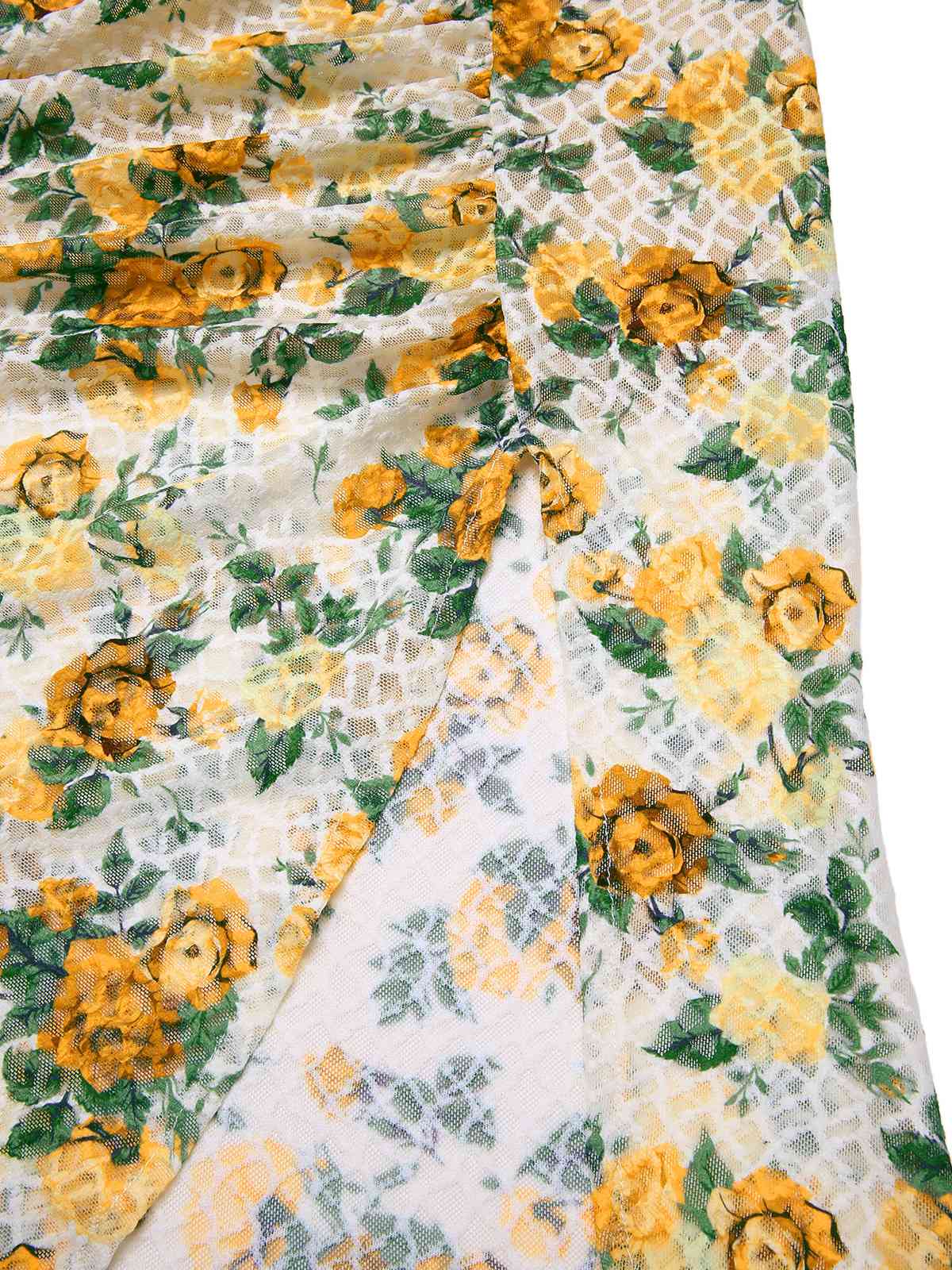 Gelb 1930er Roses Wasserfallausschnitt Fischschwanz Gerüschtes Kleid - Image 8