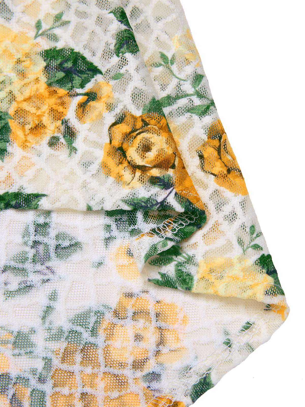 Gelb 1930er Roses Wasserfallausschnitt Fischschwanz Gerüschtes Kleid - Image 9