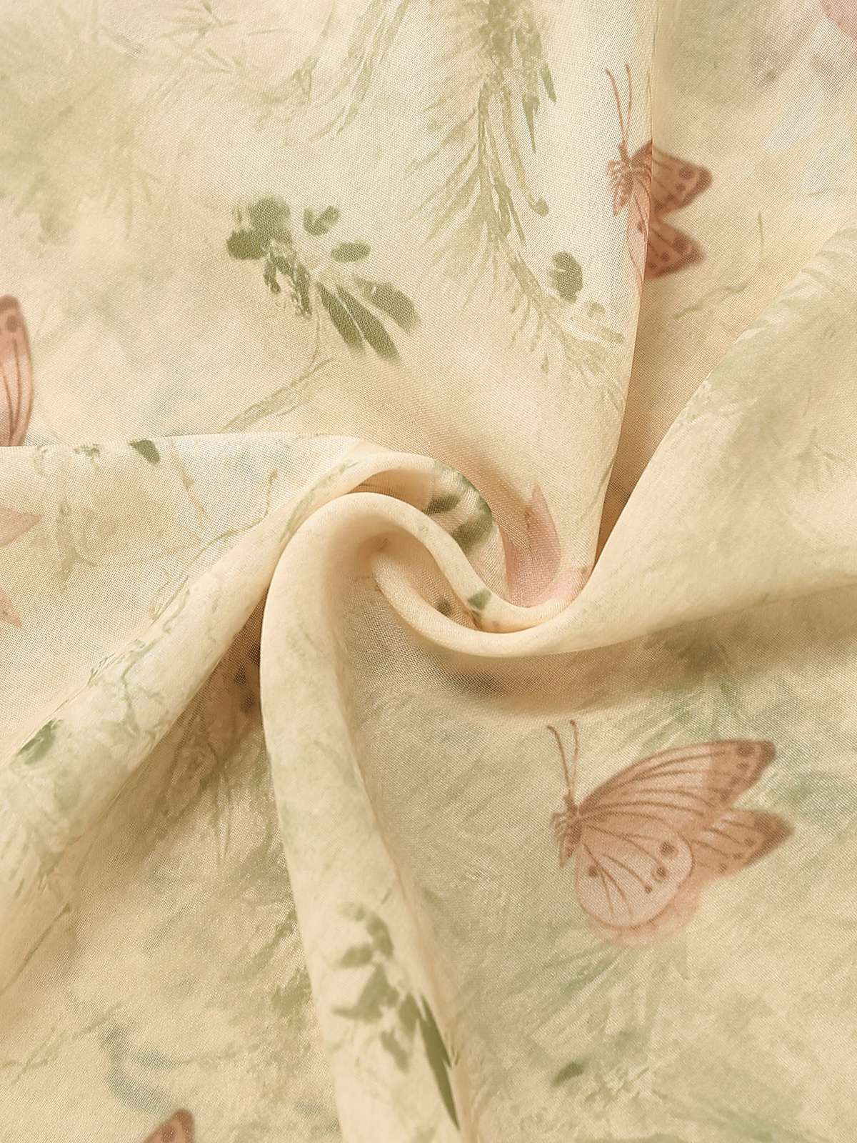 Gelb 1930er Schmetterling Flatterärmel Chiffon Kleid - Image 7