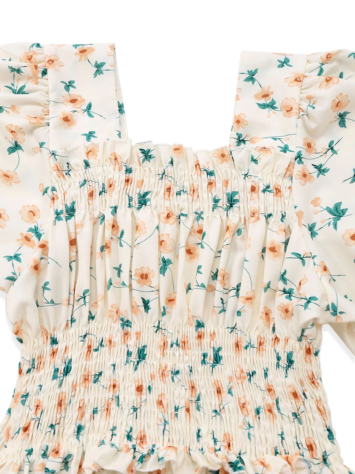 Gelb 1940er Blumen Quadratischer Hals Kleid - Image 3