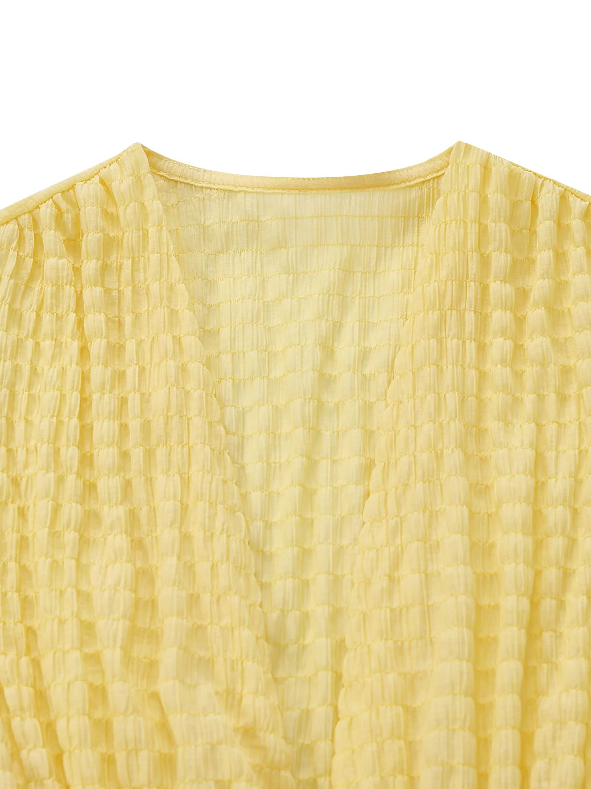 Gelb 1940er Puffärmel Durchgeknöpft Midi Kleid - Image 5