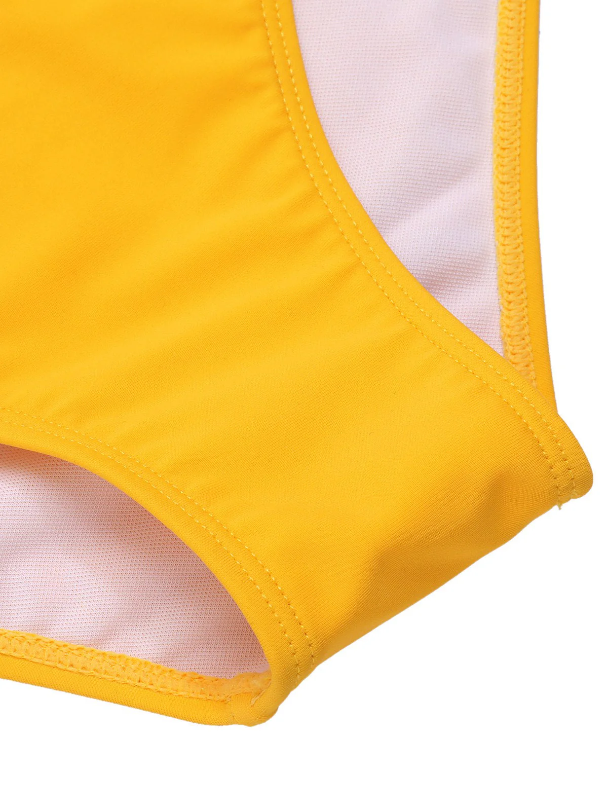 Gelb 1950er Halter Streifen Patchwork Badeanzug - Image 7