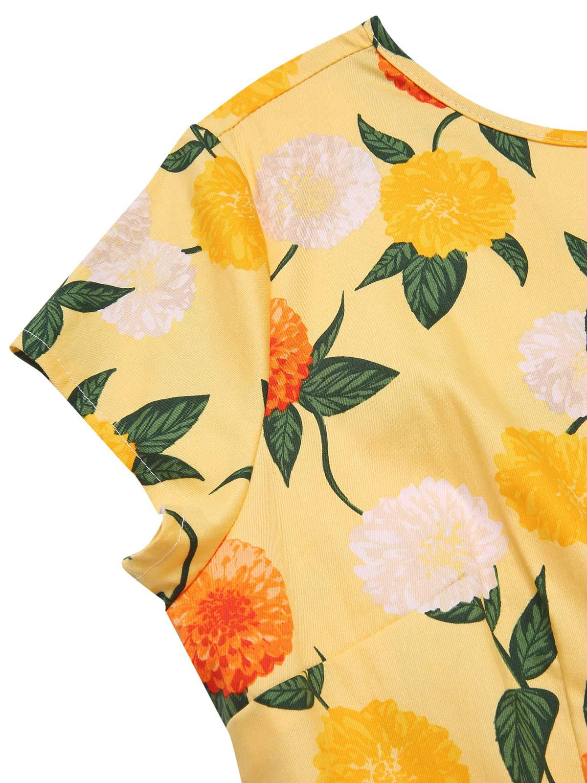 Gelb 1950er Hortensie Blumen Gerüschtes Kleid - Image 7