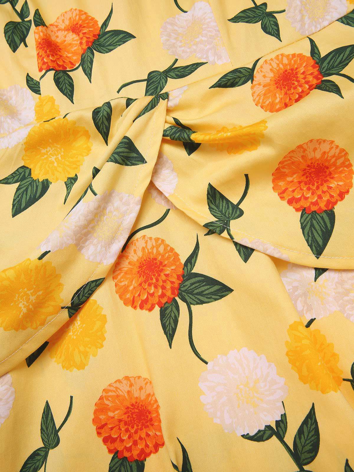 Gelb 1950er Hortensie Blumen Gerüschtes Kleid - Image 8