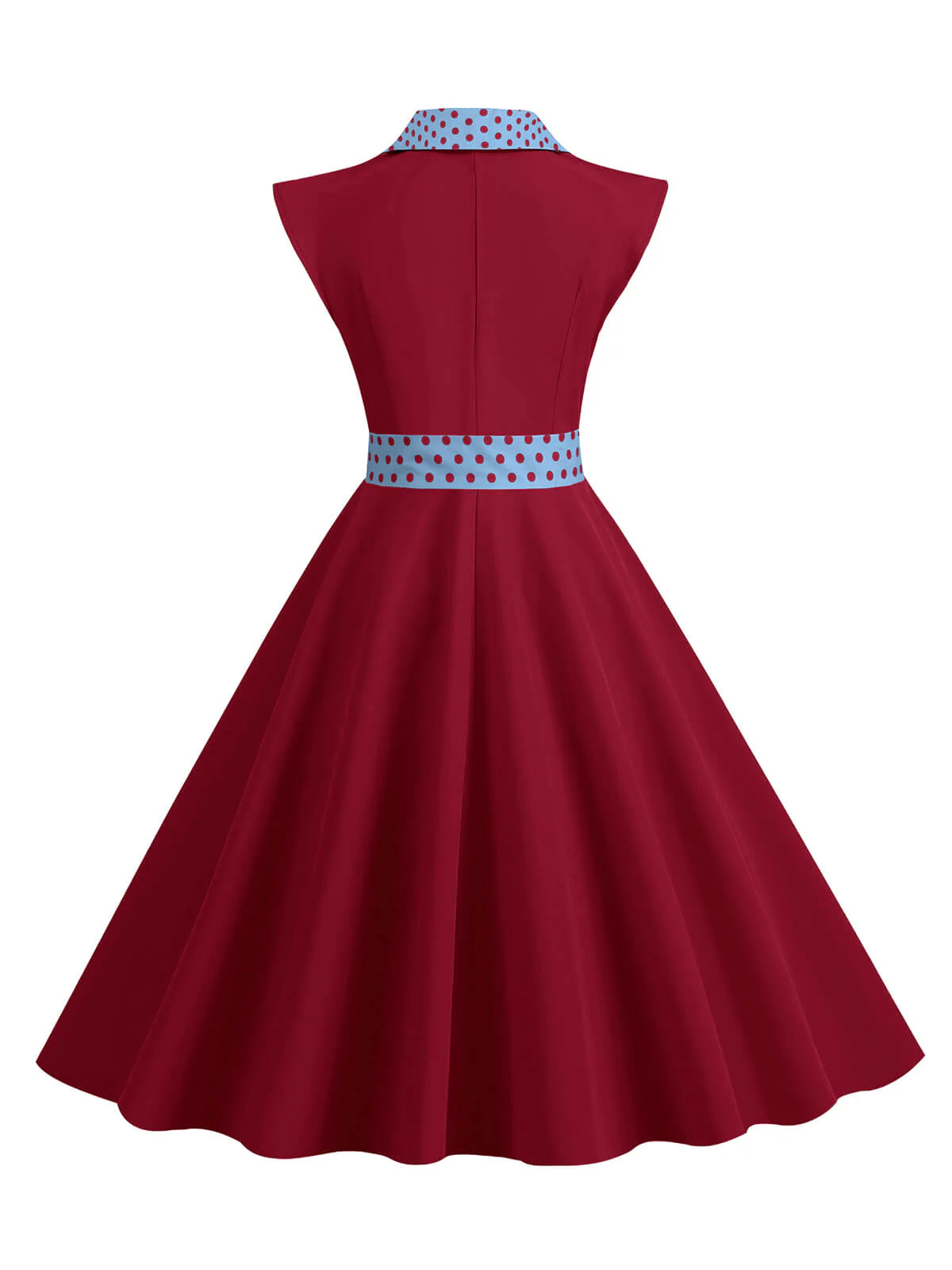 Gelb 1950er Kontrastierenden Tupfen Schleifenknoten Gürtelkleid - Image 11