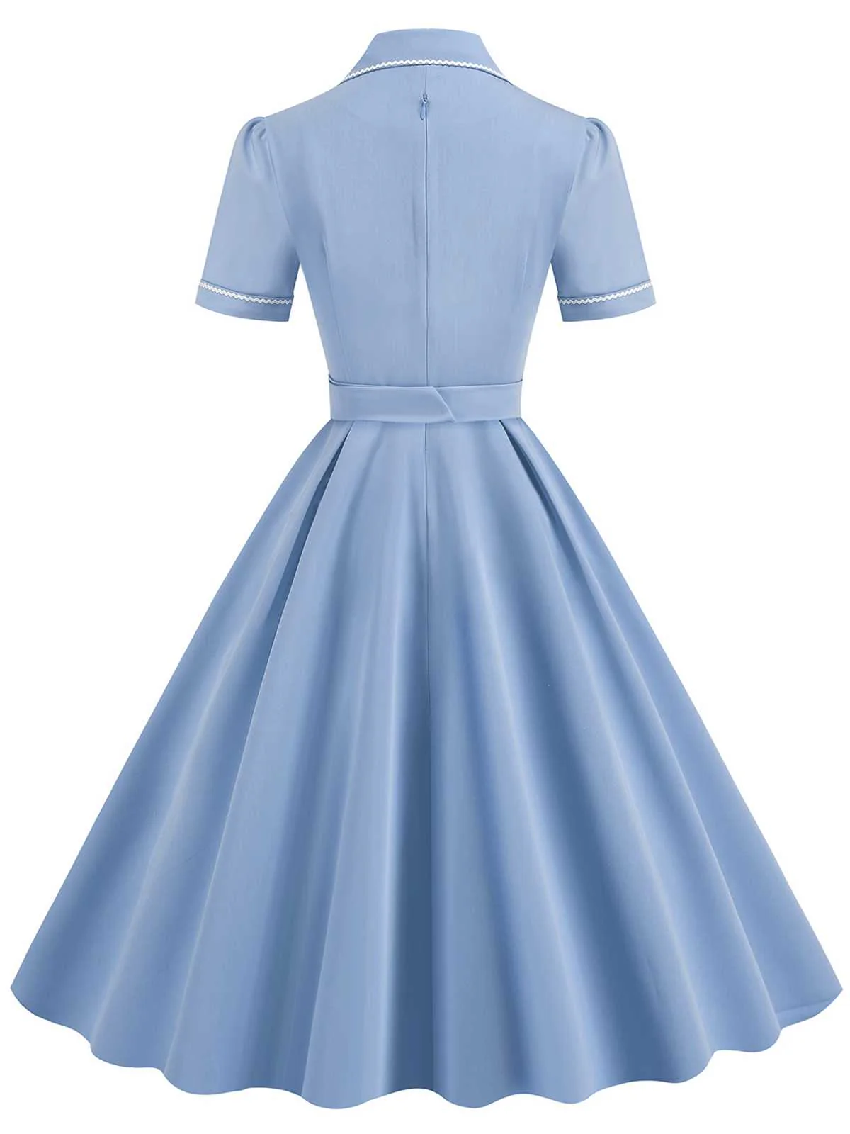 Gelb 1950er Revers Mit Gürtel Einfarbiges Kleid - Image 7