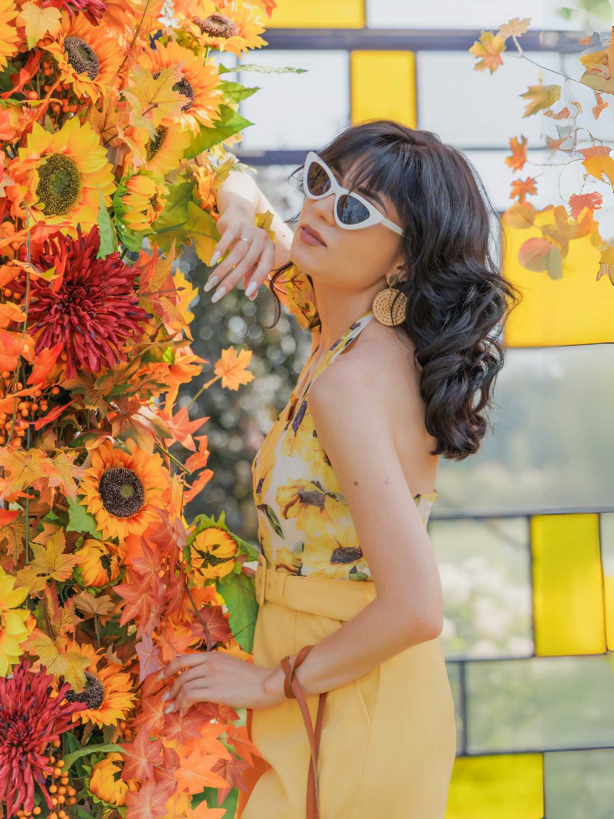 Gelb 1950er Sonnenblume Halter Romper - Image 3