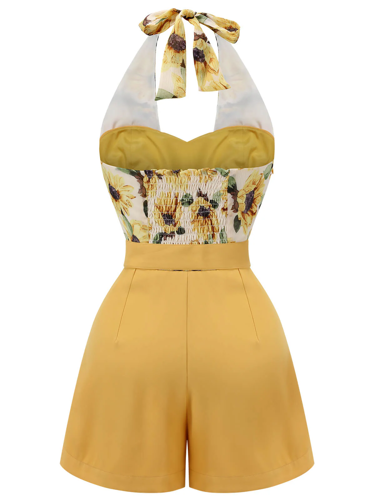 Gelb 1950er Sonnenblume Halter Romper - Image 5