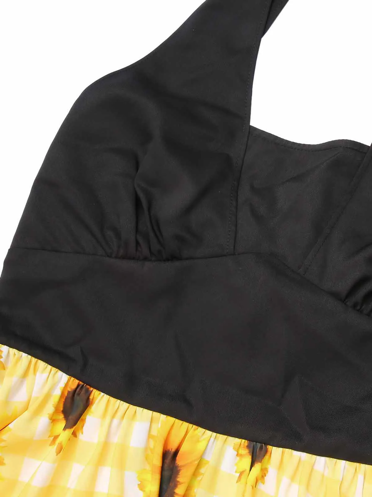 [Vorverkauf] Gelb 1950er Sonnenblume Kariert Halter Kleid - Image 5