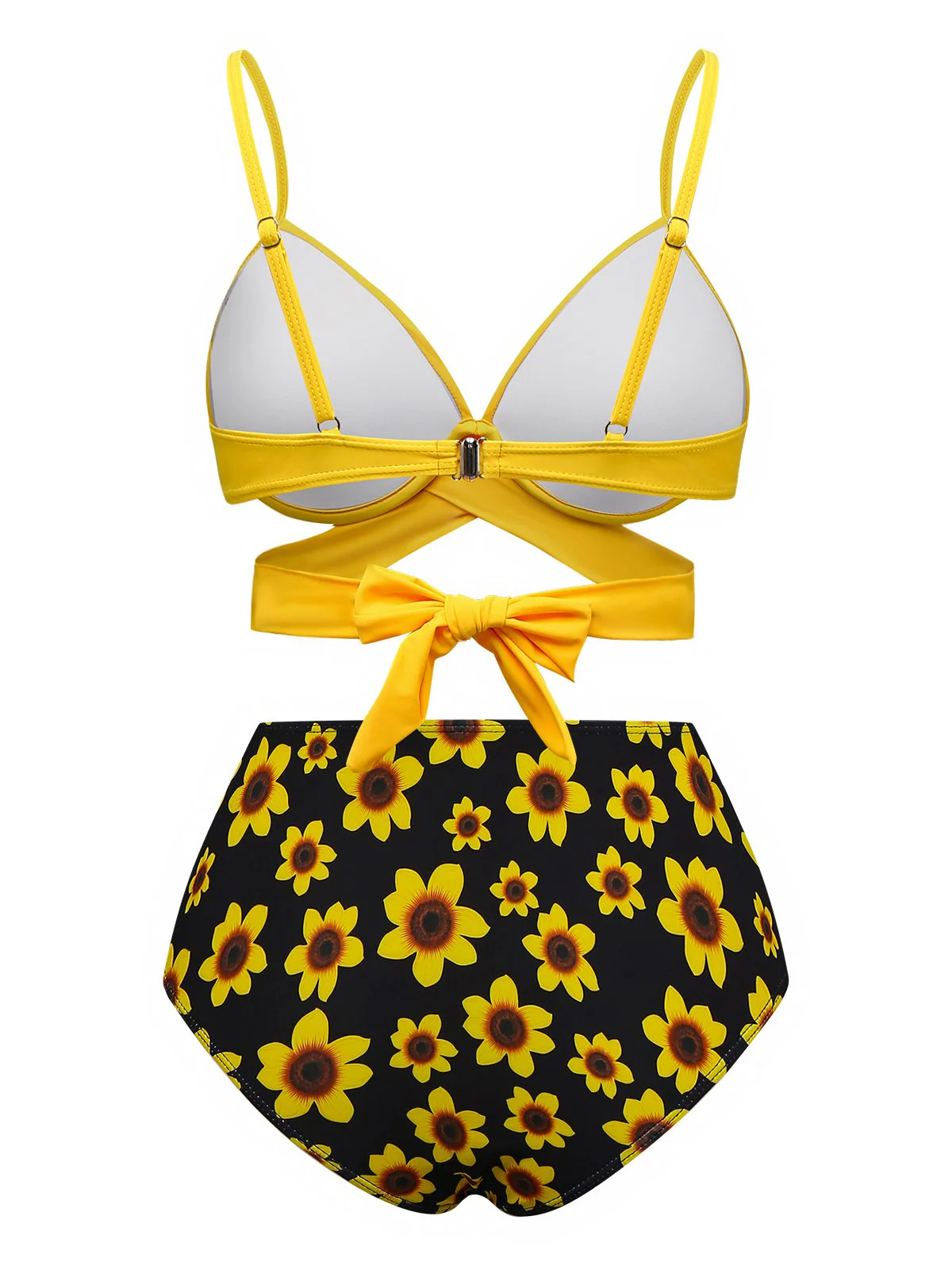 Gelb 1950er Sonnenblume Zurückbinden Bikini Set - Image 2