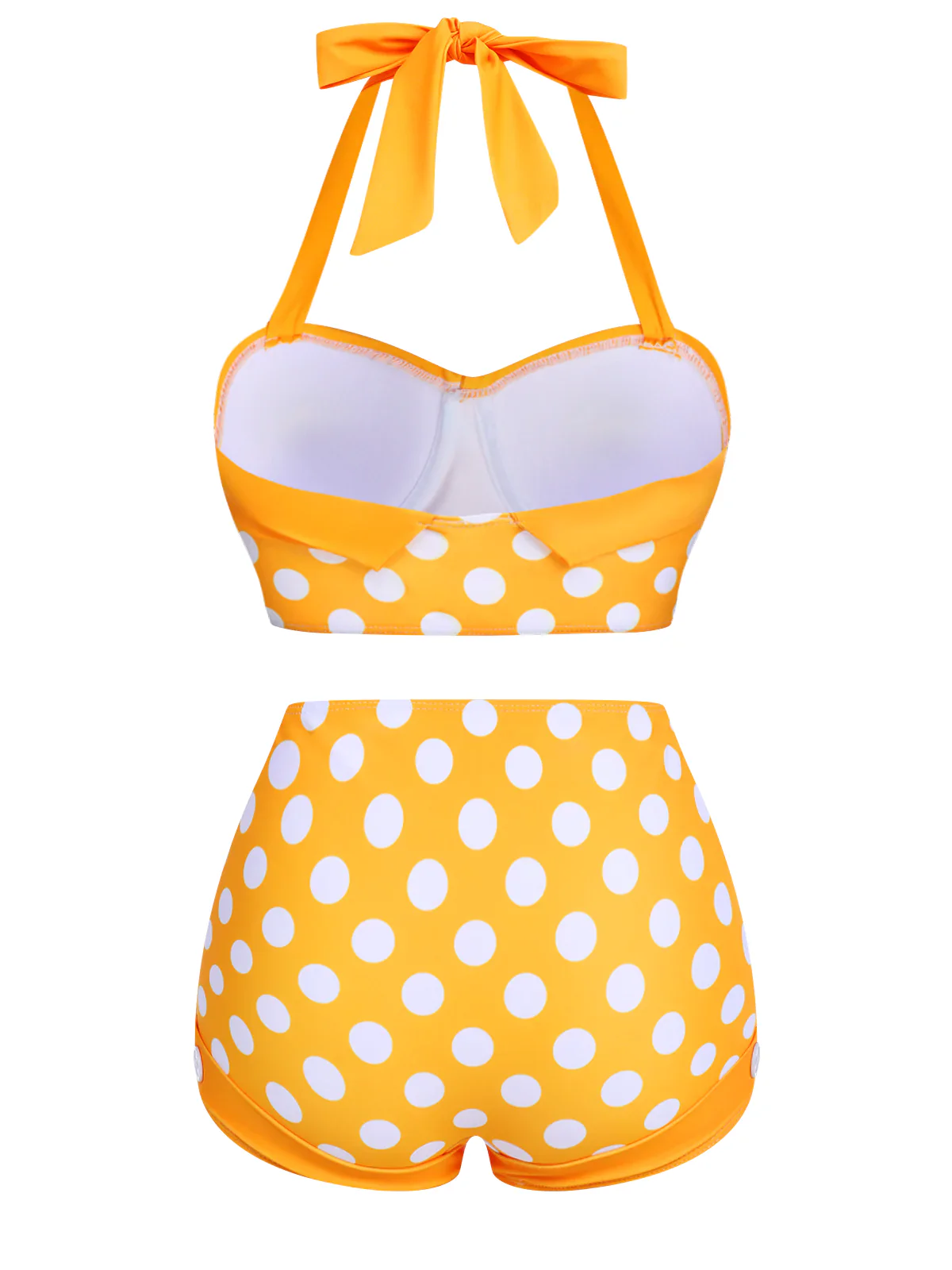 Gelb 1950er Tupfen Halter Bikini Set - Image 3