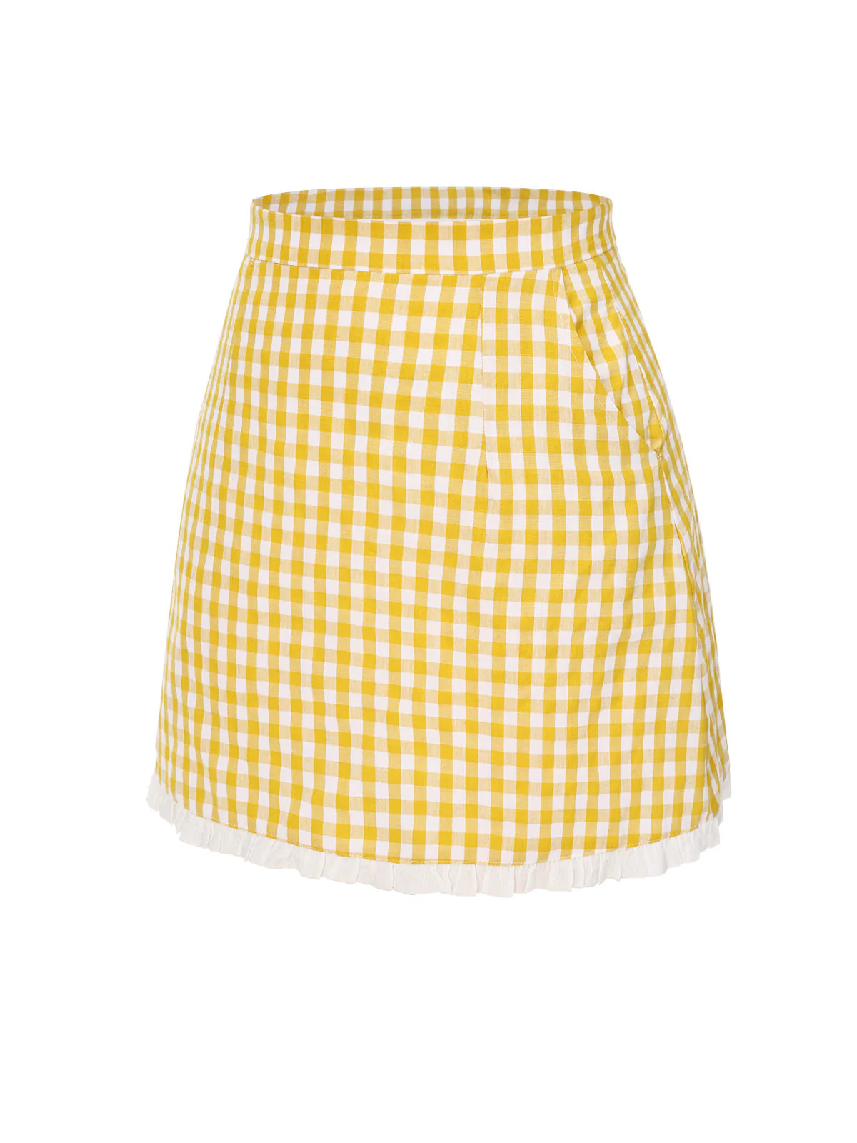 Gelb 1960er Rüschen Plaid Rock - Image 3