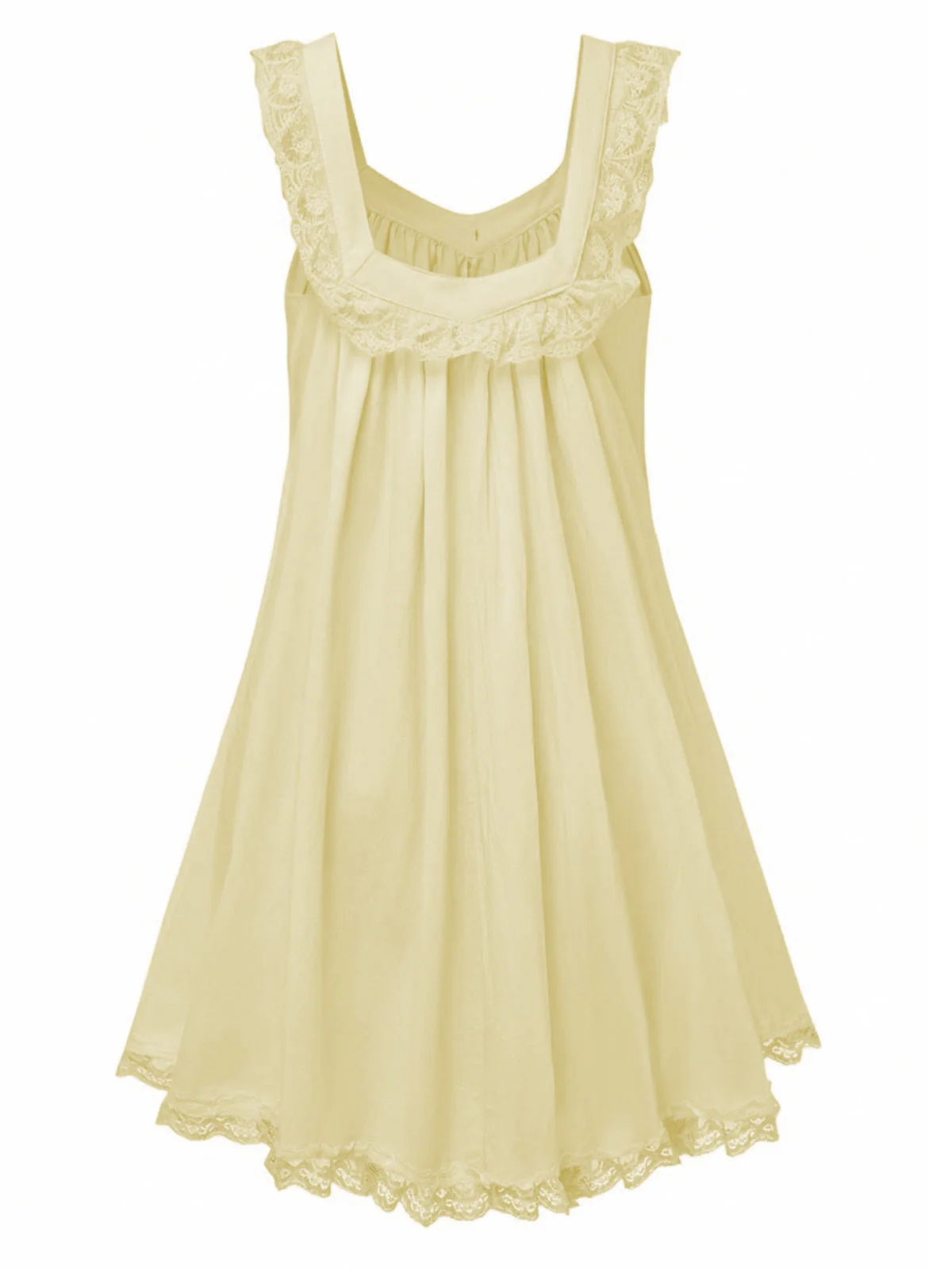 Gelb 1960er Solide Bogen Rückenfrei Spitze Babydoll Kleid - Image 4