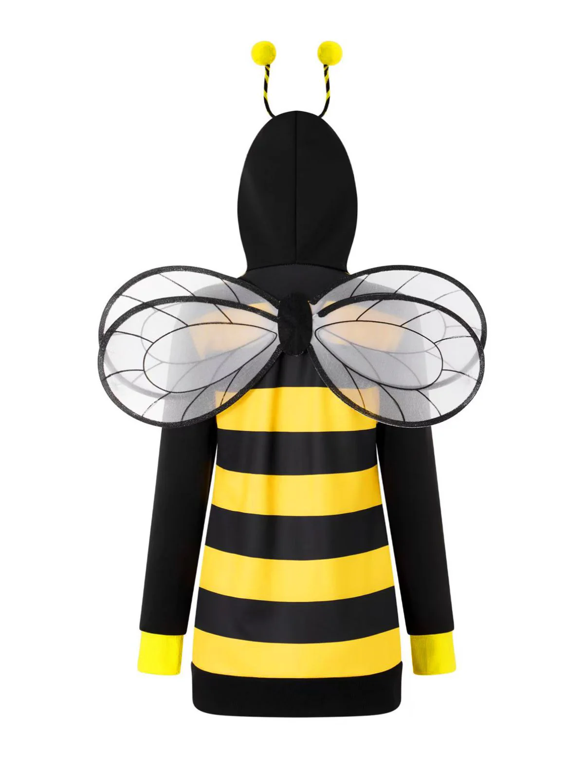 Gelb 1960er Streifen Biene Cosplay Hooded Kleid - Image 3