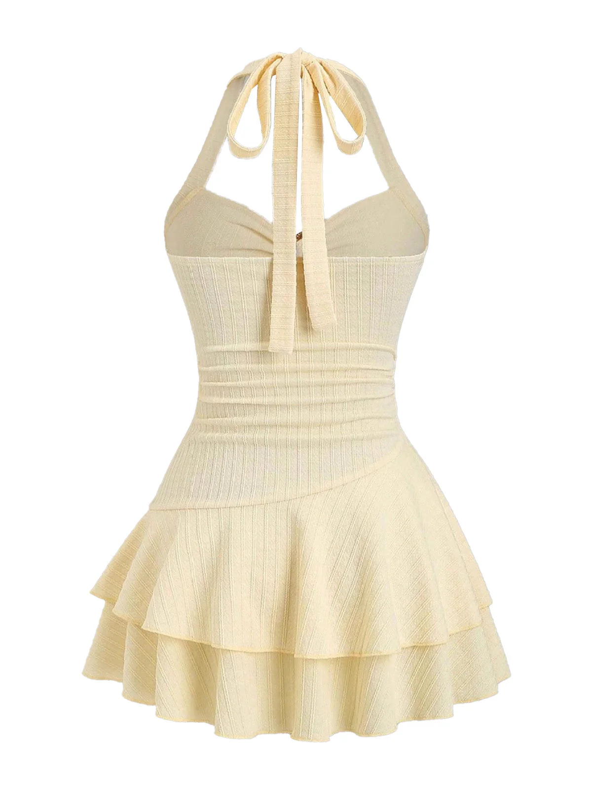 Gelb 1960er Strukturiert Metall-Seestern Halter Mehrlagig Mini Kleid - Image 3