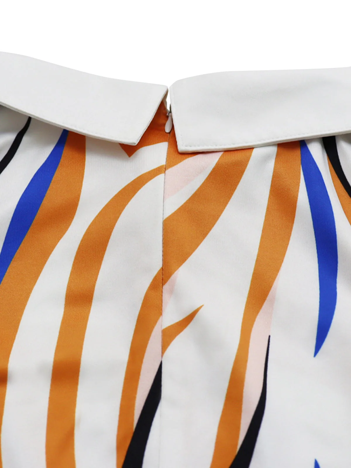 Gelb 1970er Hemdkragen Patchwork Rüschen Kleid - Image 3