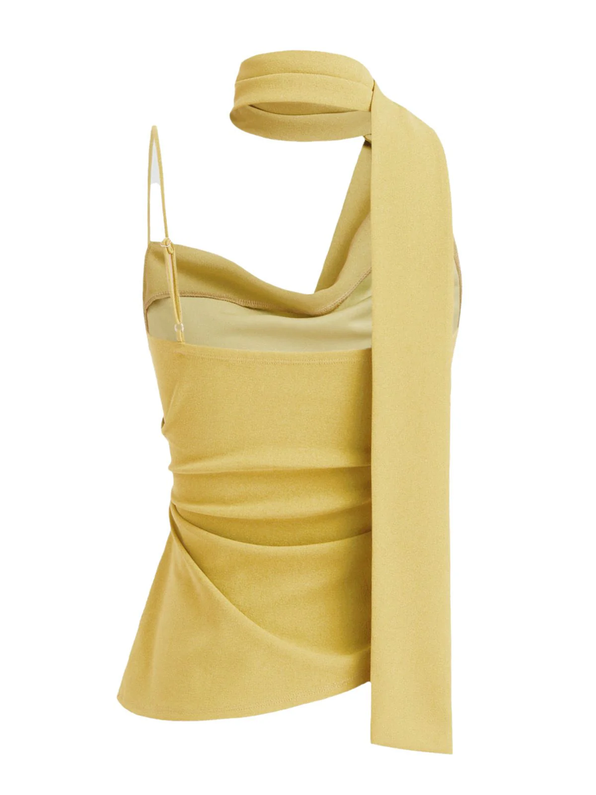 Gelb 1970er Schal Hals Gerüschtes Cowl Top - Image 2