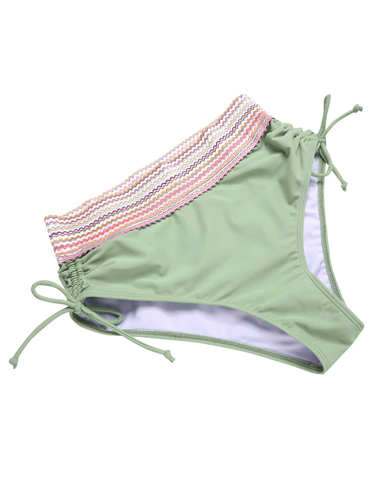 Schwarz 1970er V-Ausschnitt Patchwork Hohe-Taille Bikini - Image 8