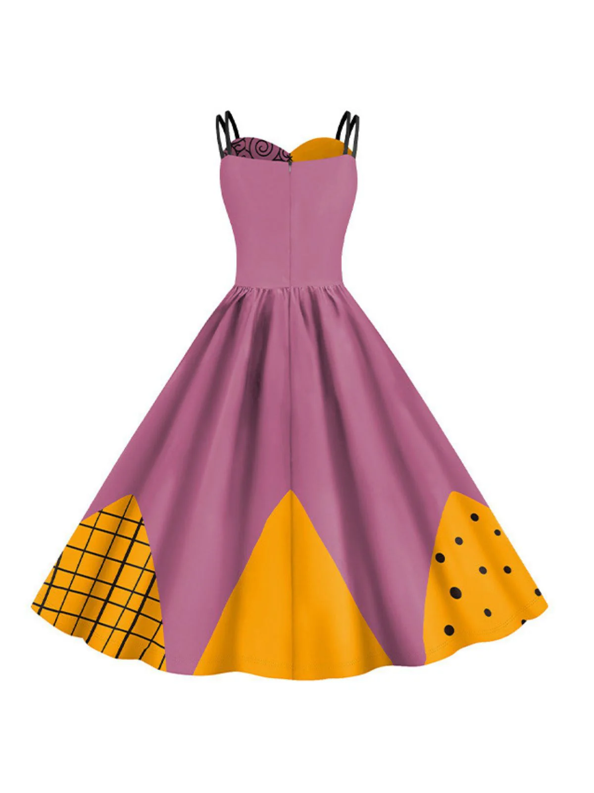 Rosa & Schwarz 1950er Nightmare Before Christmas Sally Farbblock Kleid - Image 2