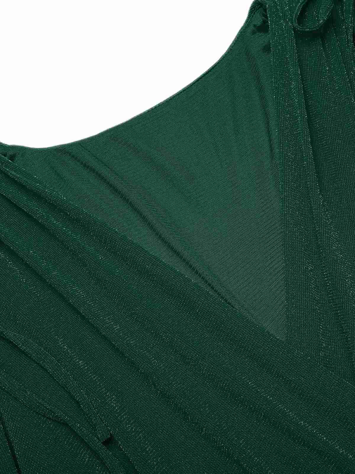Dunkelgrün 1930er Rüsche Schnürschuh Fischschwanz Kleid - Image 10