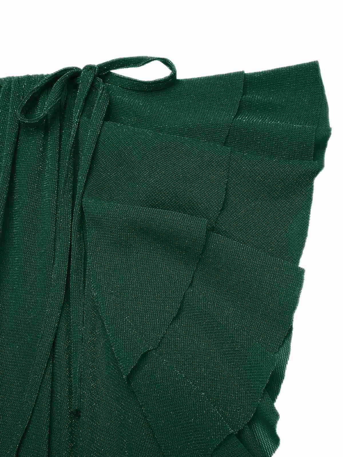 Dunkelgrün 1930er Rüsche Schnürschuh Fischschwanz Kleid - Image 9