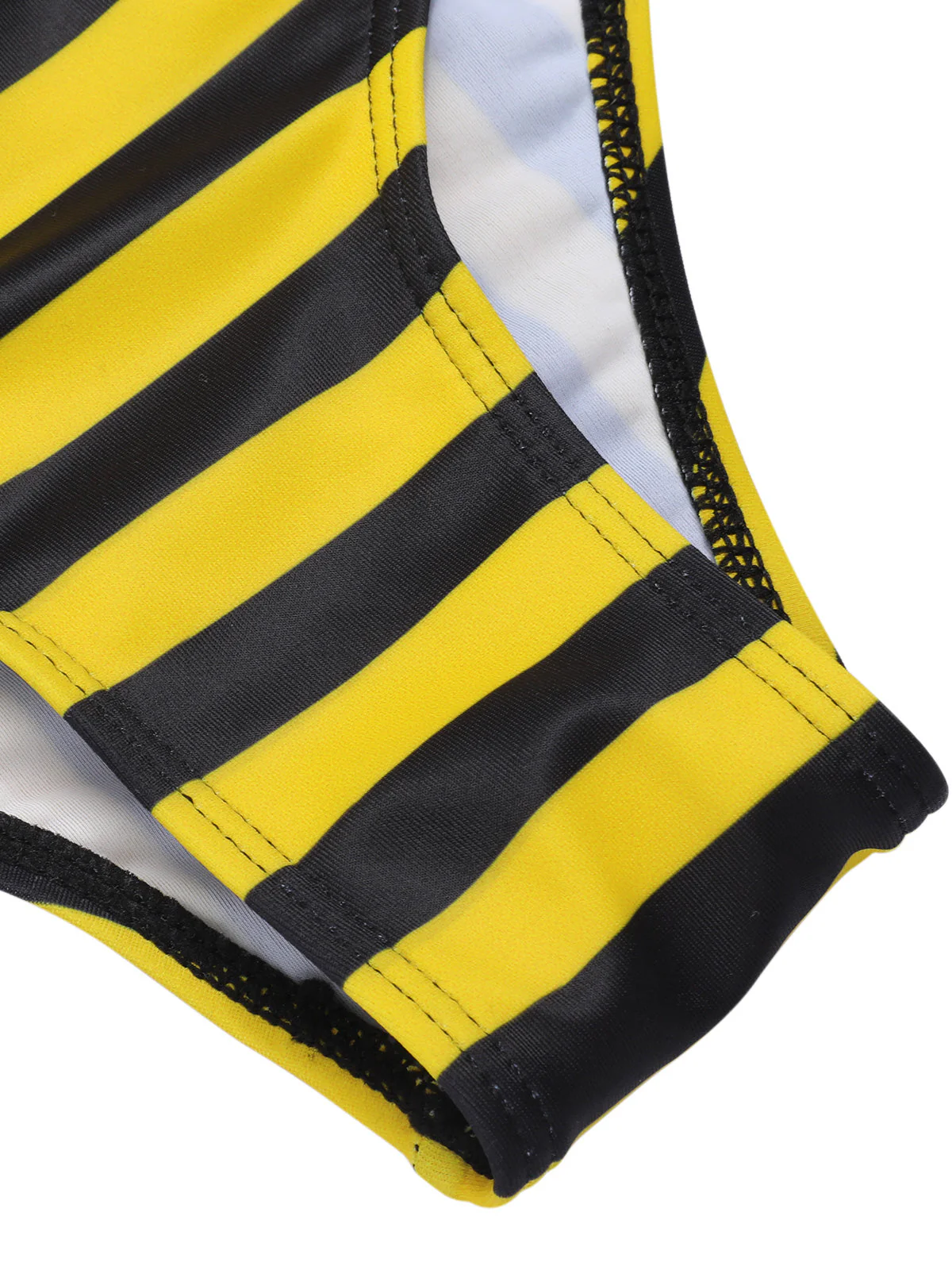 Gelb & Schwarz 1970er Streifen Bogen Halter Badeanzug - Image 7