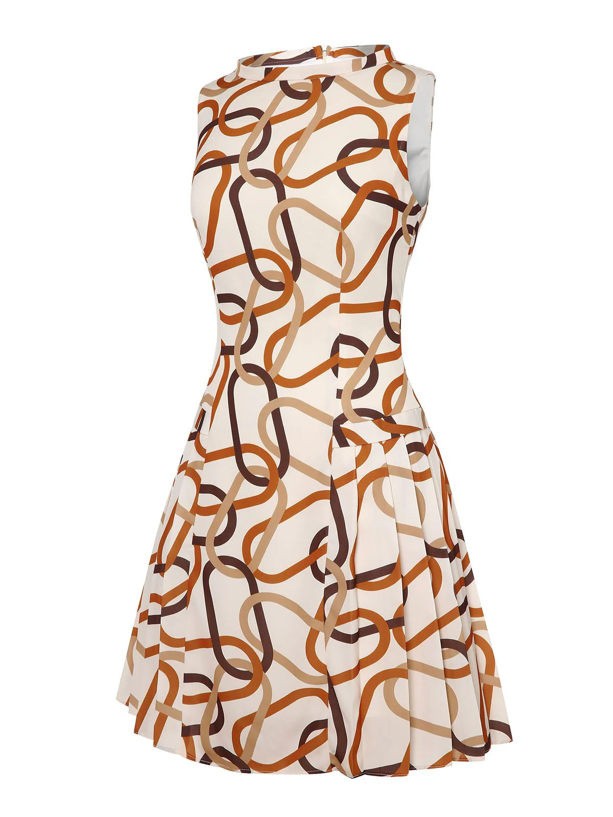 Gelbes 1960er Stehkragen bedrucktes plissiertes Kleid - Image 4