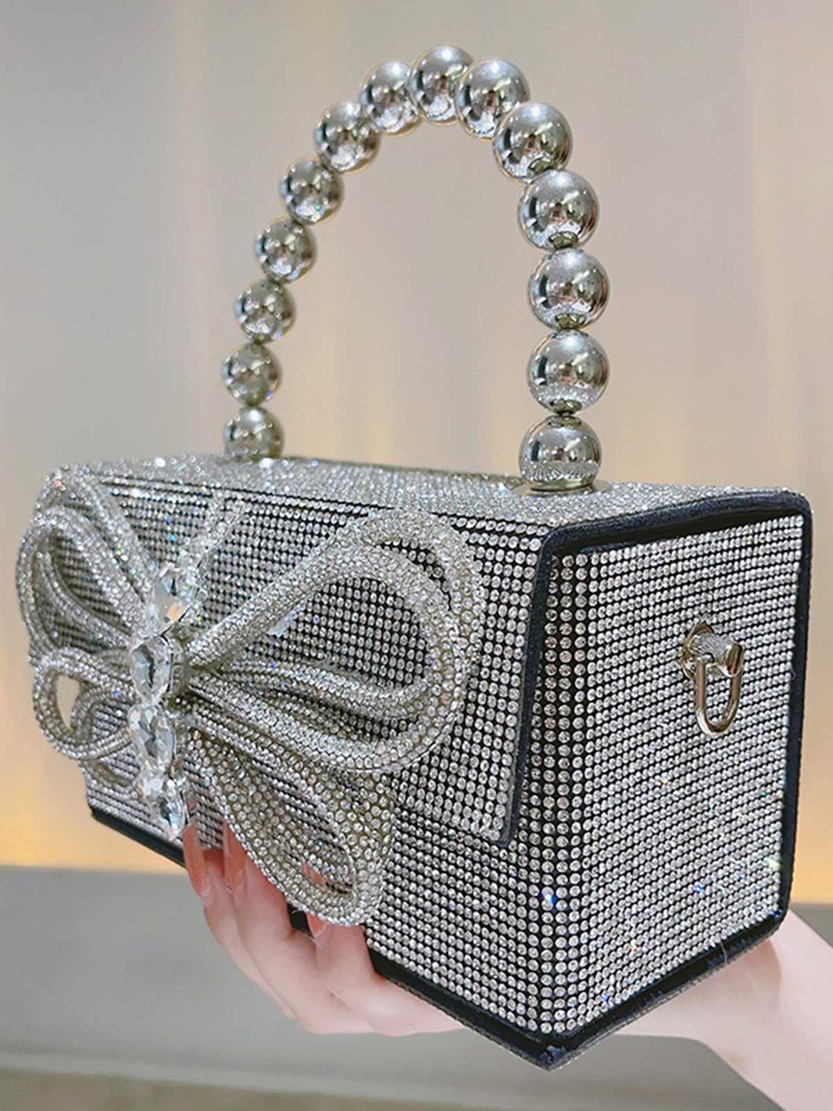 Glänzend Bogen Strass Party Tasche - Image 3