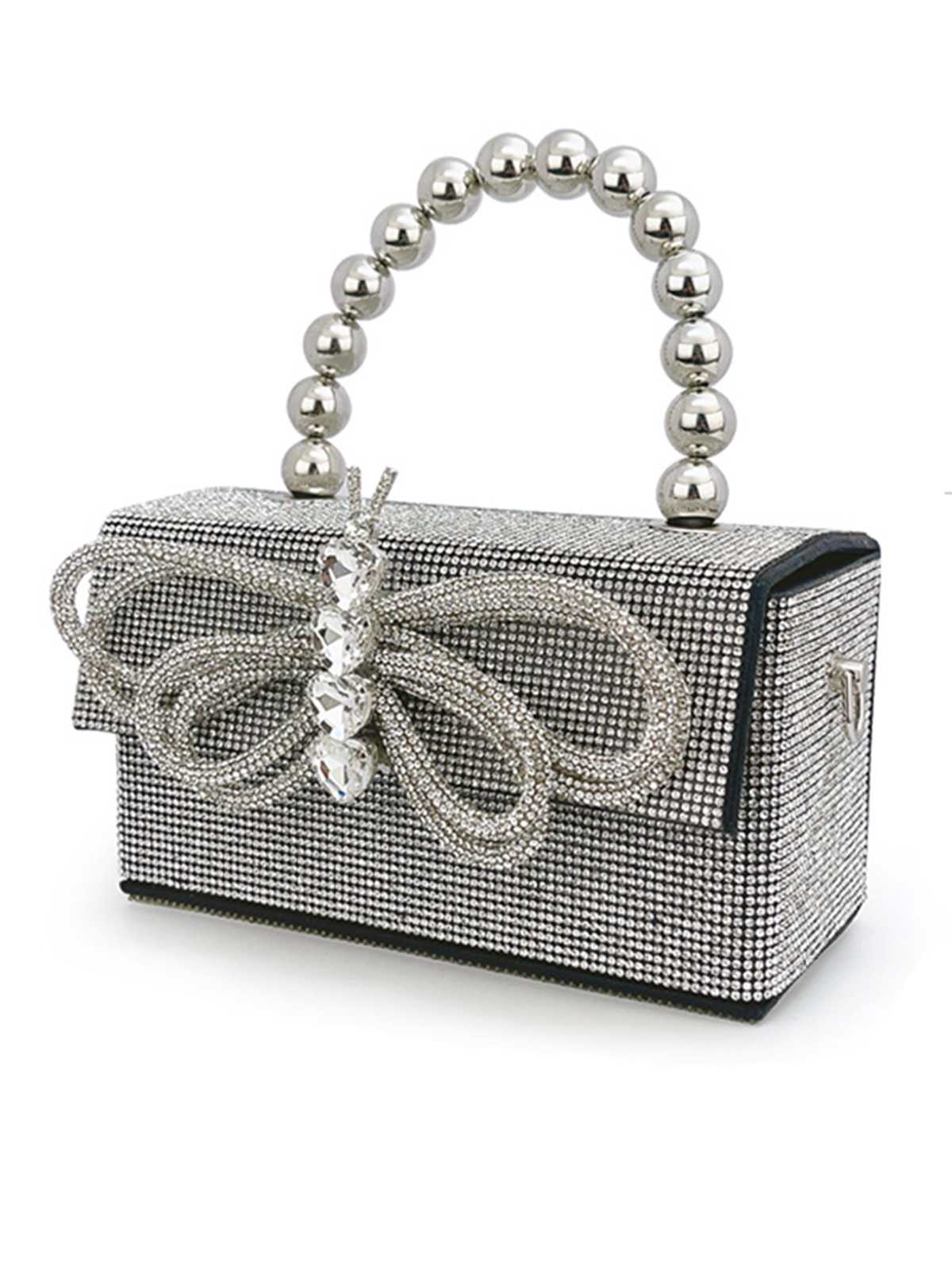 Glänzend Bogen Strass Party Tasche - Image 4