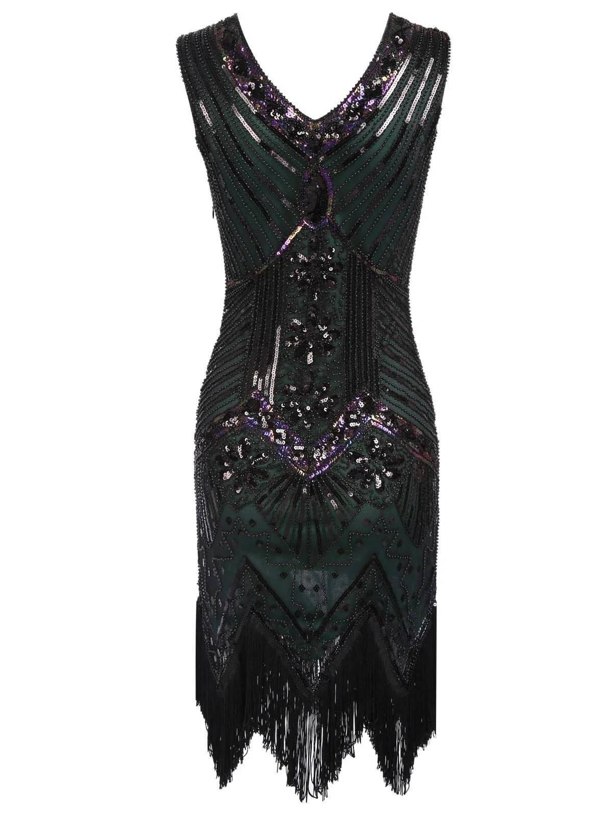 CHAMPAGNER 1920ER PERLEN FRANSE FLAPPER KLEID - Image 20