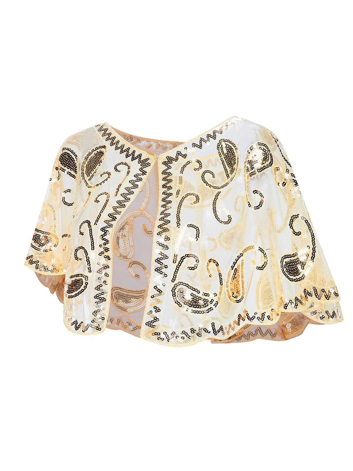 Gold 1920er Vintage Cashew Pailletten Umhang - Image 3