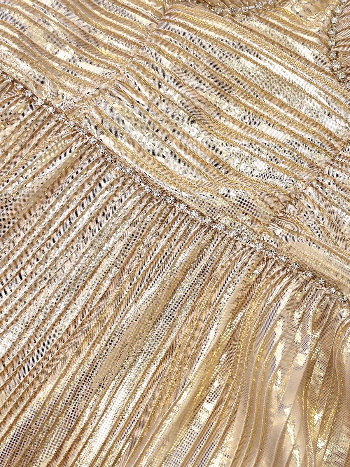 Gold 1930er Metallisch Abgestuft Spaghetti Träger Kleid - Image 5
