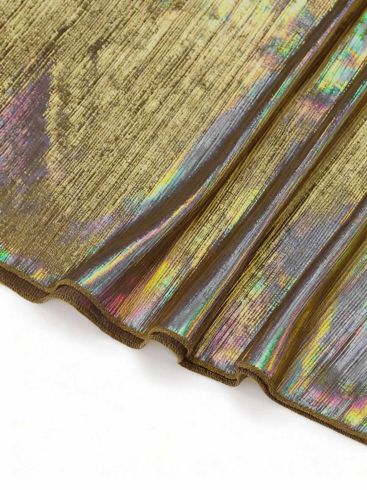 Gold 1930er Metallisch Texturiert Bogen Wasserfallkragen Kleid - Image 4