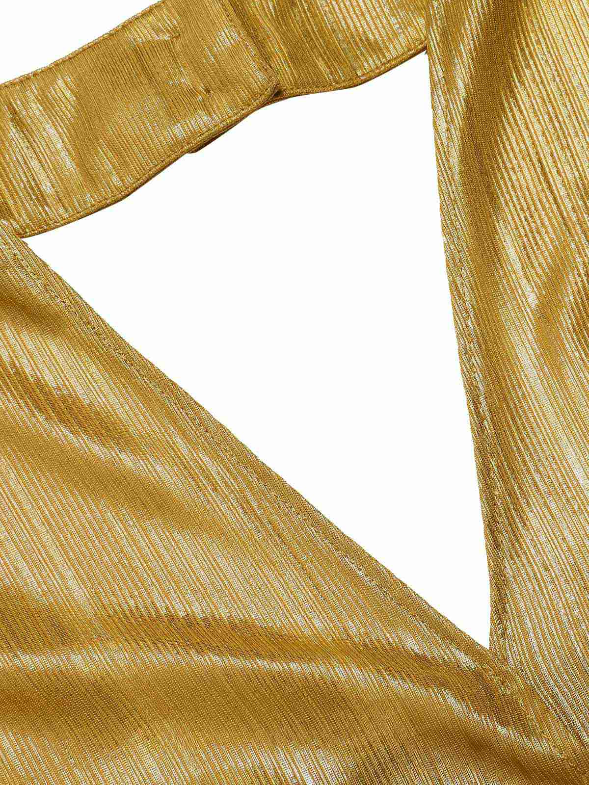 Gold 1970er Solide V-Ausschnitt Halter Jumpsuit - Image 5