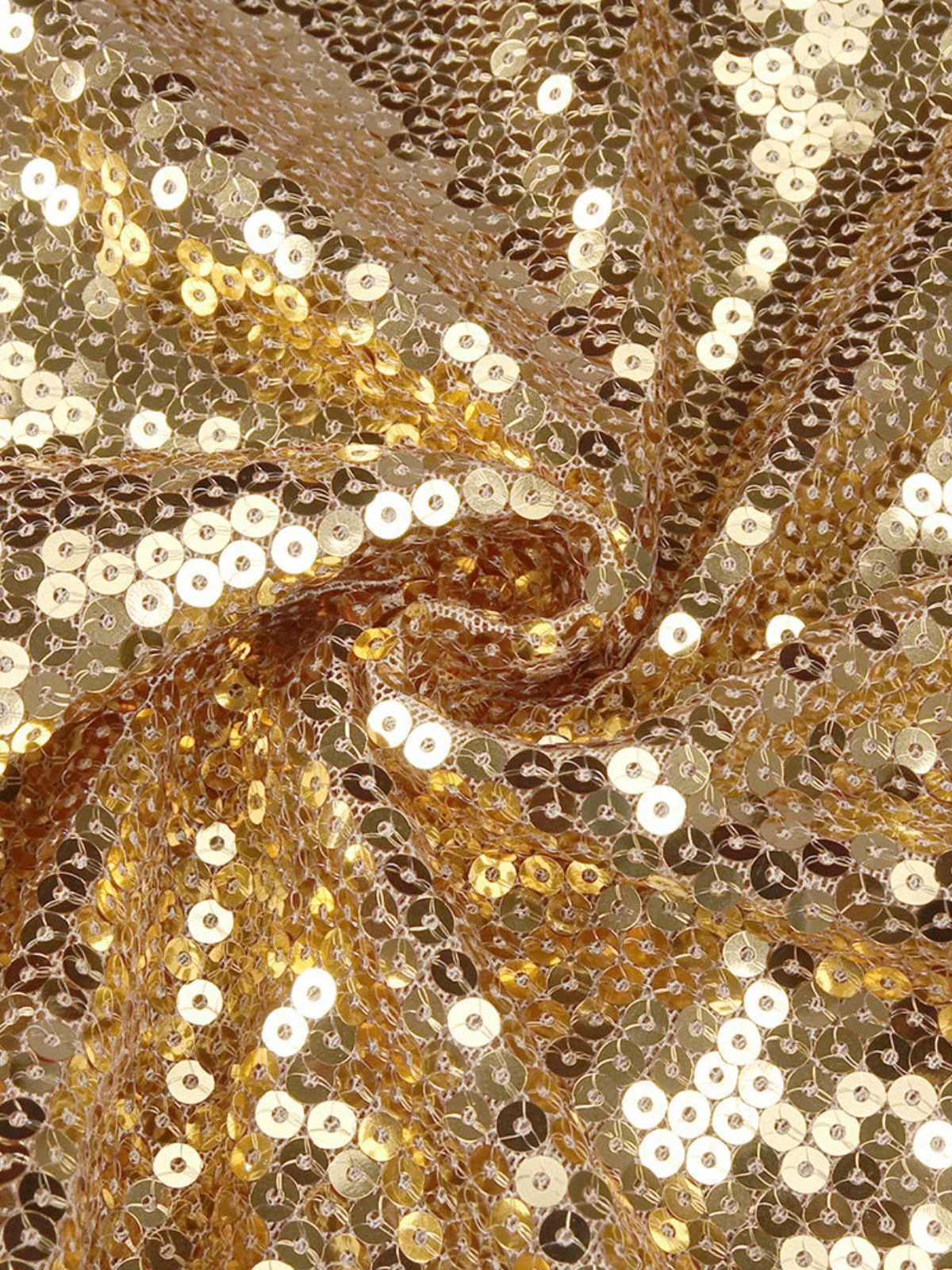 Gold 1970er Solide Pailletten Mini Party Kleid - Image 5