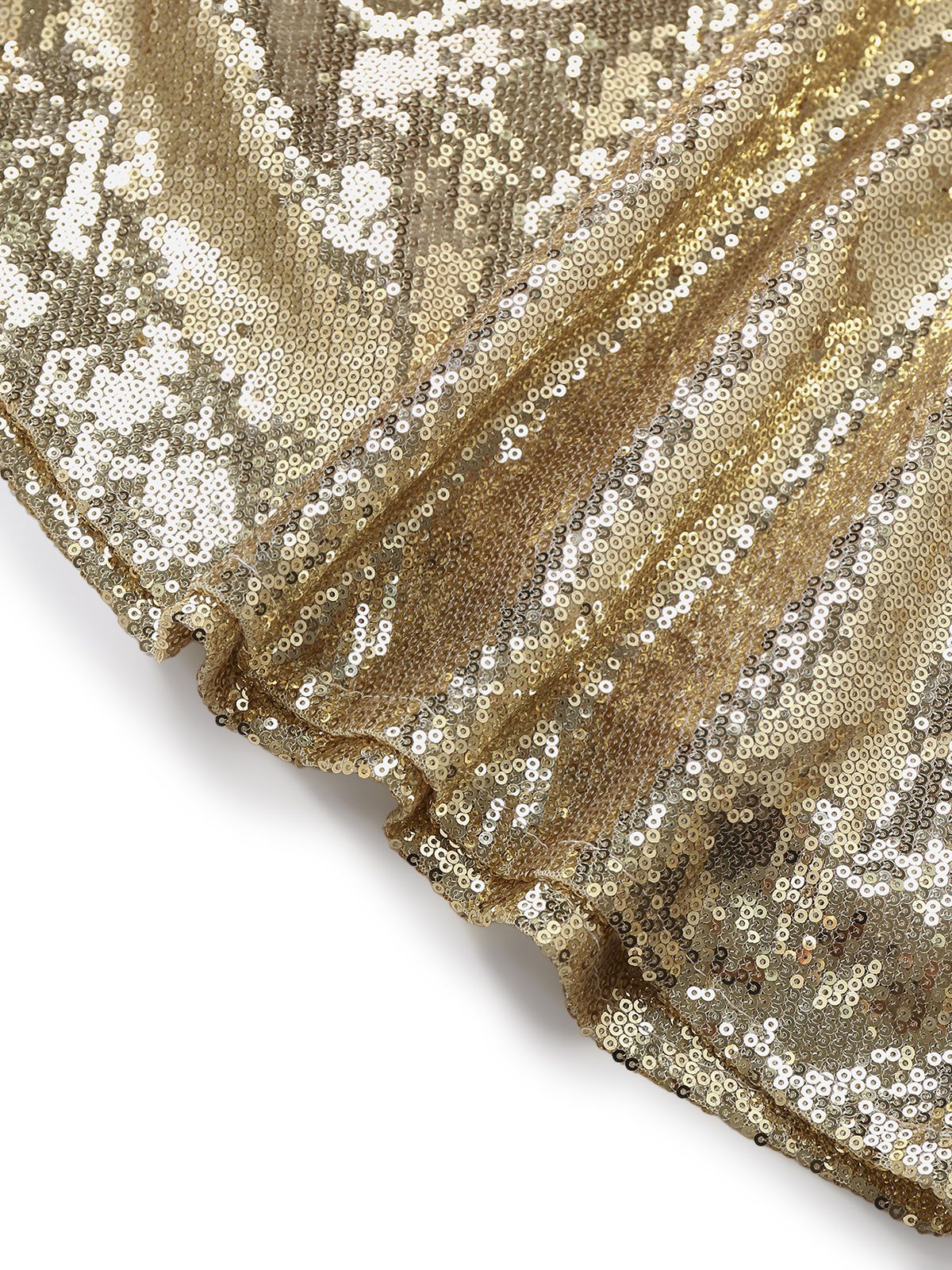 Gold 1980er Schulterfrei Pailletten Party Kleid - Image 6