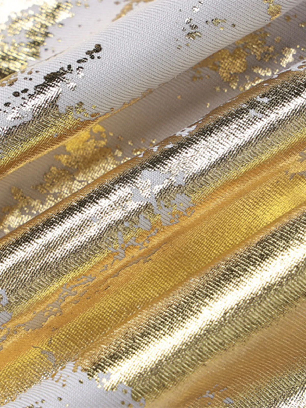 Gold 1980er Spaghetti Träger V-Ausschnitt Folienprint Kleid - Image 4