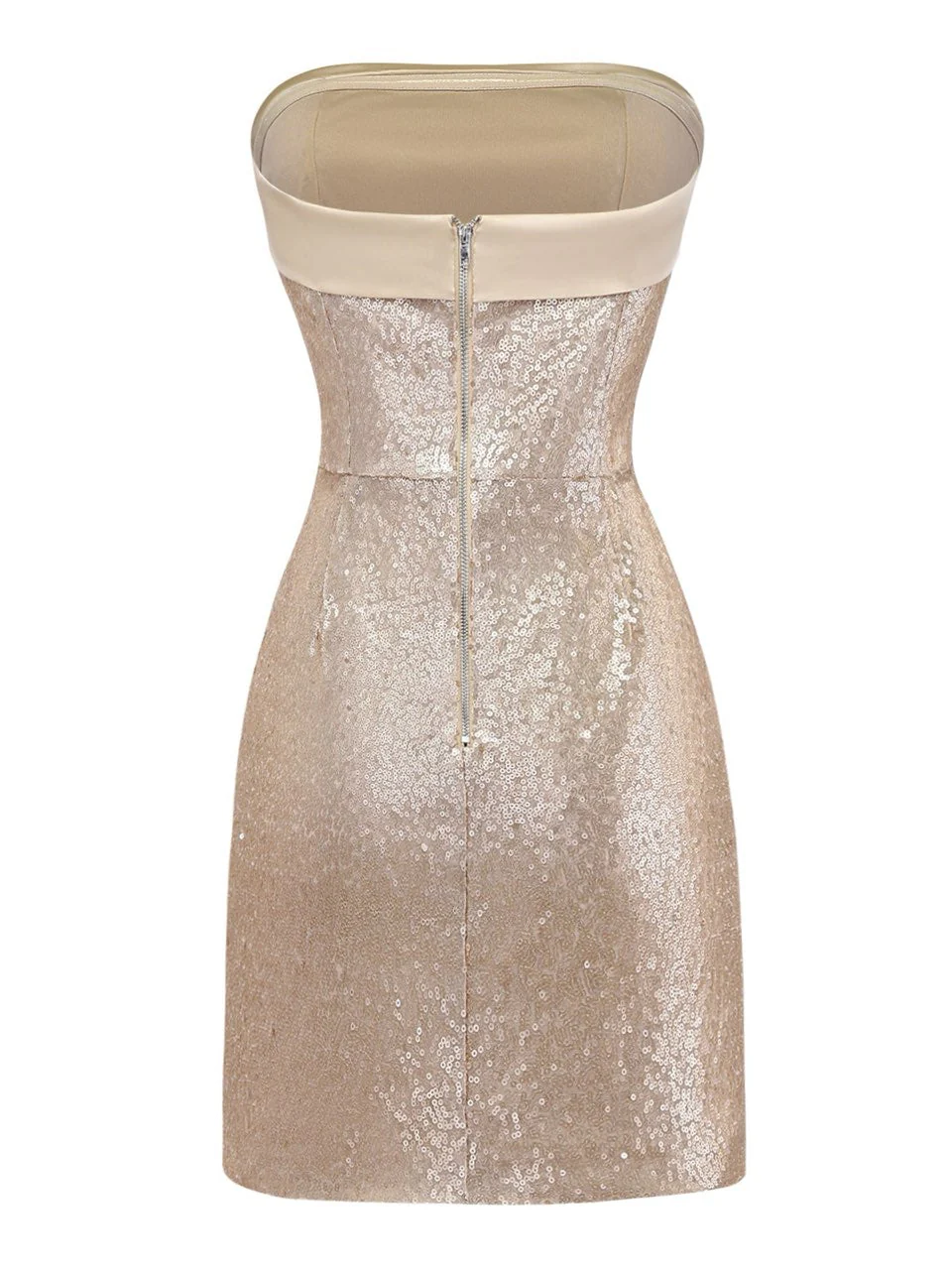Gold 1980er Trägerlos Pailletten Enges Kleid - Image 3