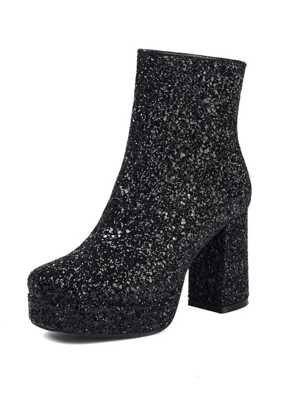 Gold Funkeln Platform Klobigem Absatz Stiefeletten - Image 6