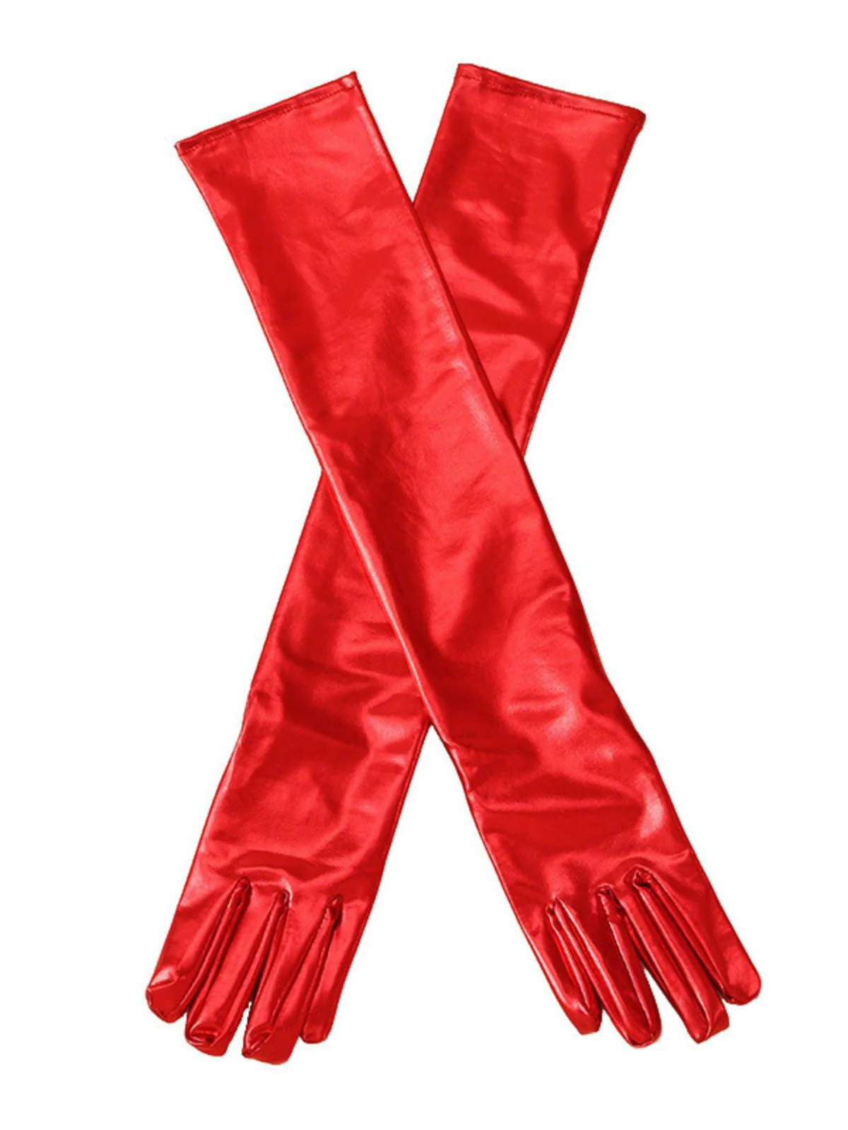 Gold Lack Leder Solide Voll Finger Handschuhe - Image 6