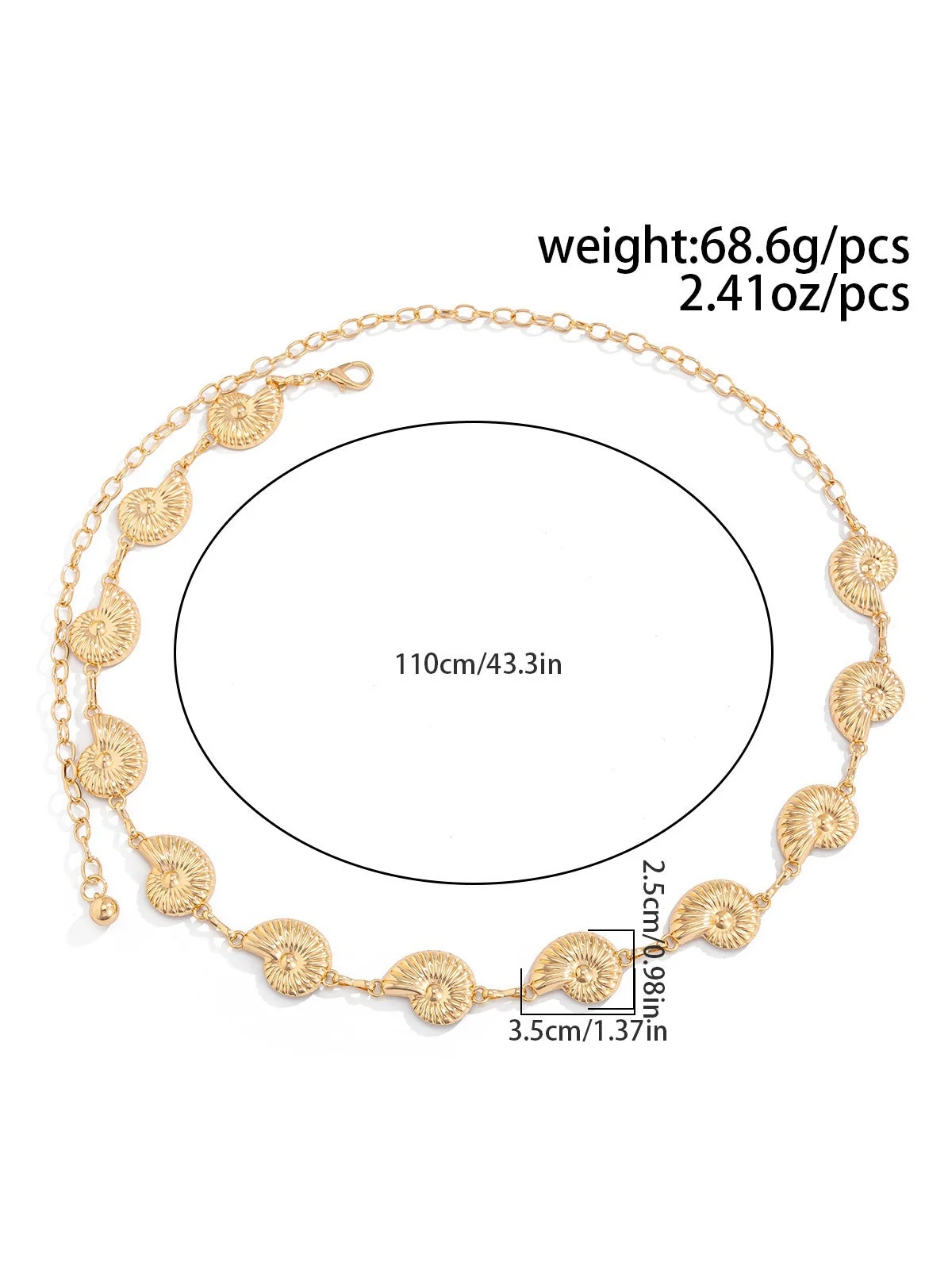 Gold Muschel Legierung Taillenkette - Image 8