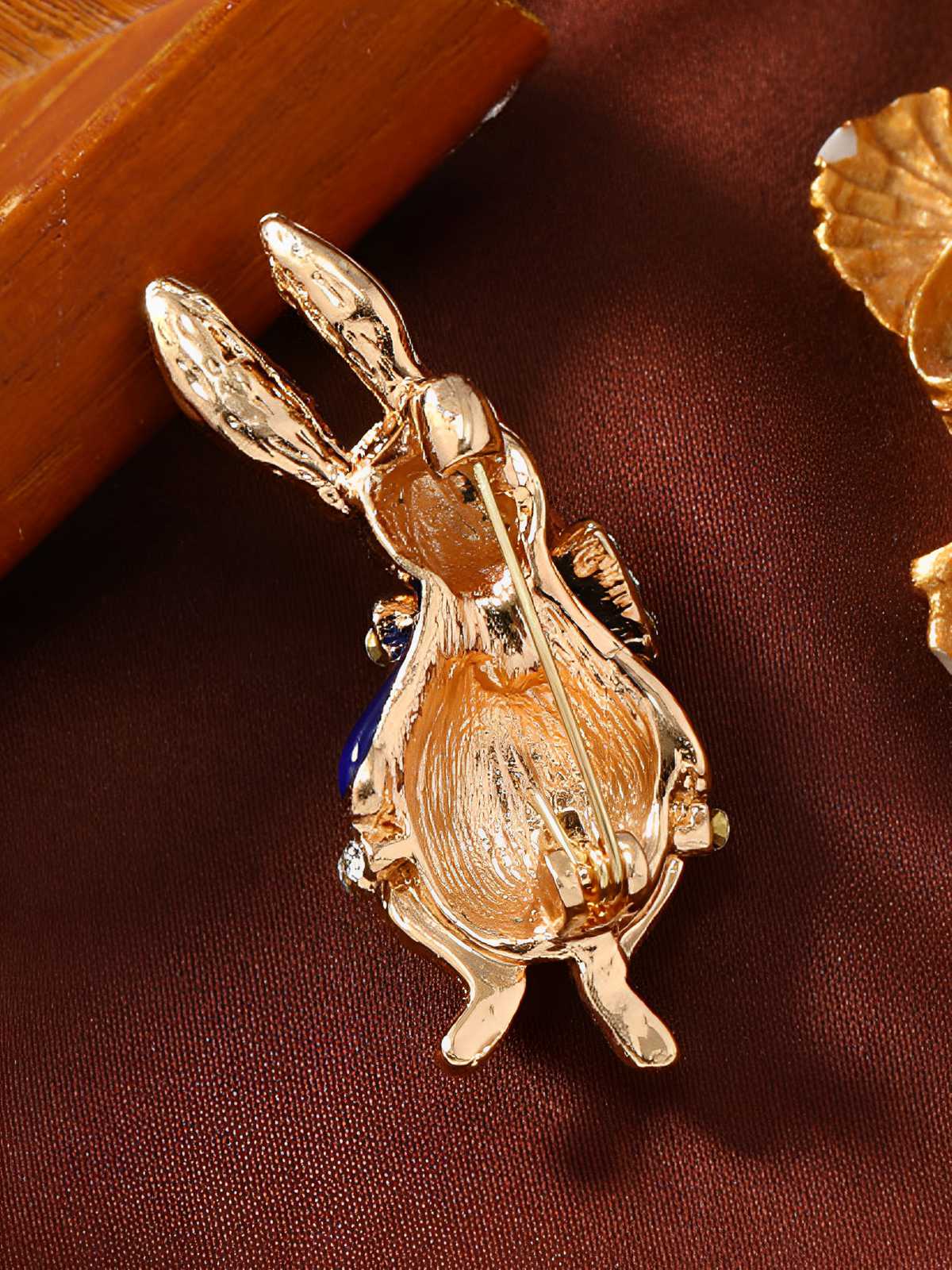 Gold-Tone Strasssteine Kaninchen Brosche - Image 3