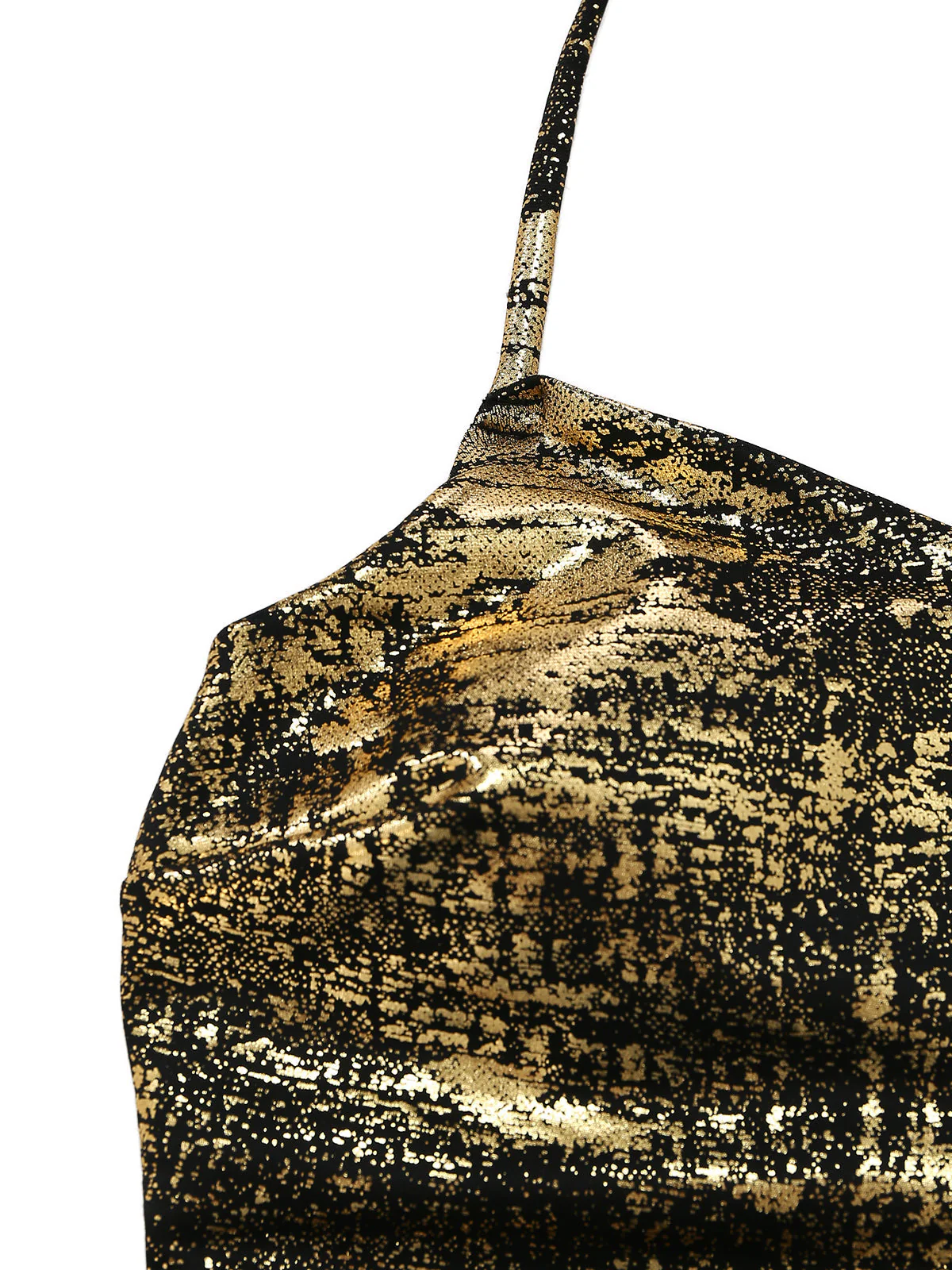 Gold 70er Badeanzug mit Distressed-Metallic und tiefem V-Ausschnitt - Image 4