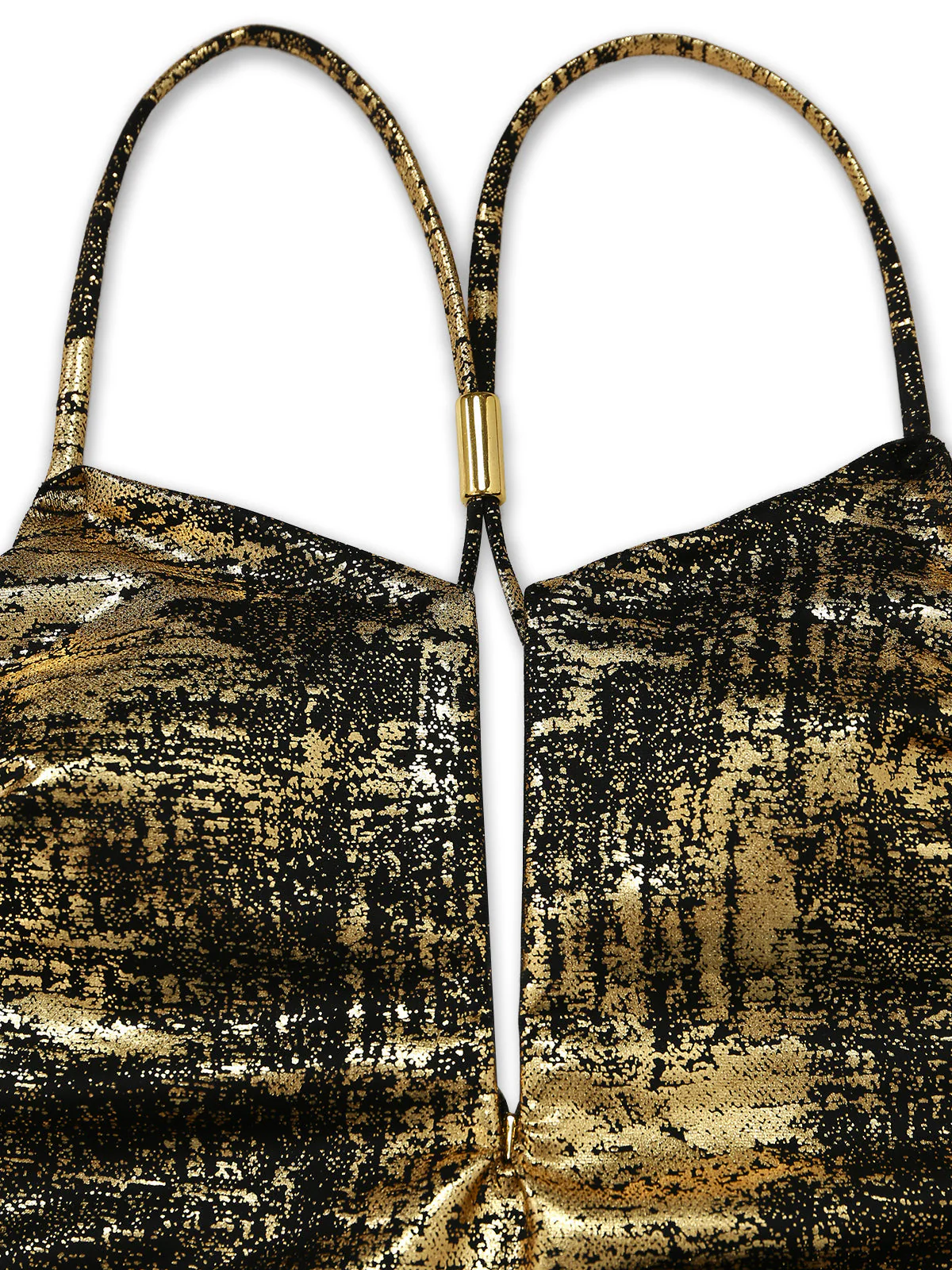 Gold 70er Badeanzug mit Distressed-Metallic und tiefem V-Ausschnitt - Image 5